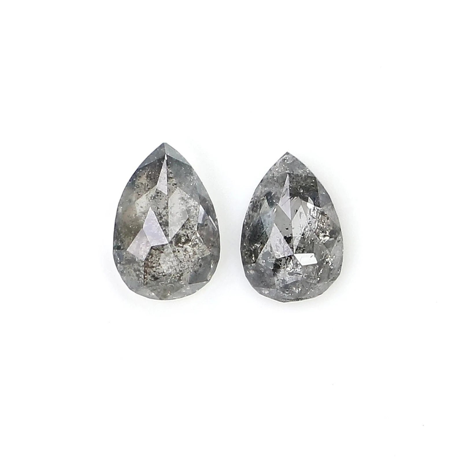 0.42 CT Natural Loose Pear Cut Pair Diamond Salt And Pepper Pear Shape Diamond 4.70 MM Natural Black Grey Color Pear Rose Cut Diamond NQ2306