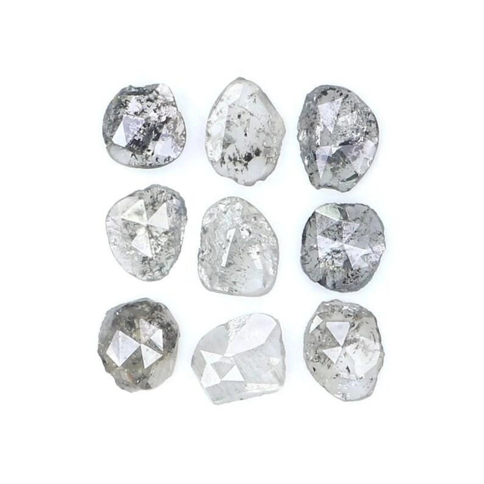 0.97 CT Natural Loose Slice Shape Diamond Salt And Pepper Slice Cut Diamond 4.15 MM Natural Black Grey Color Slice Rose Cut Diamond NQ2133