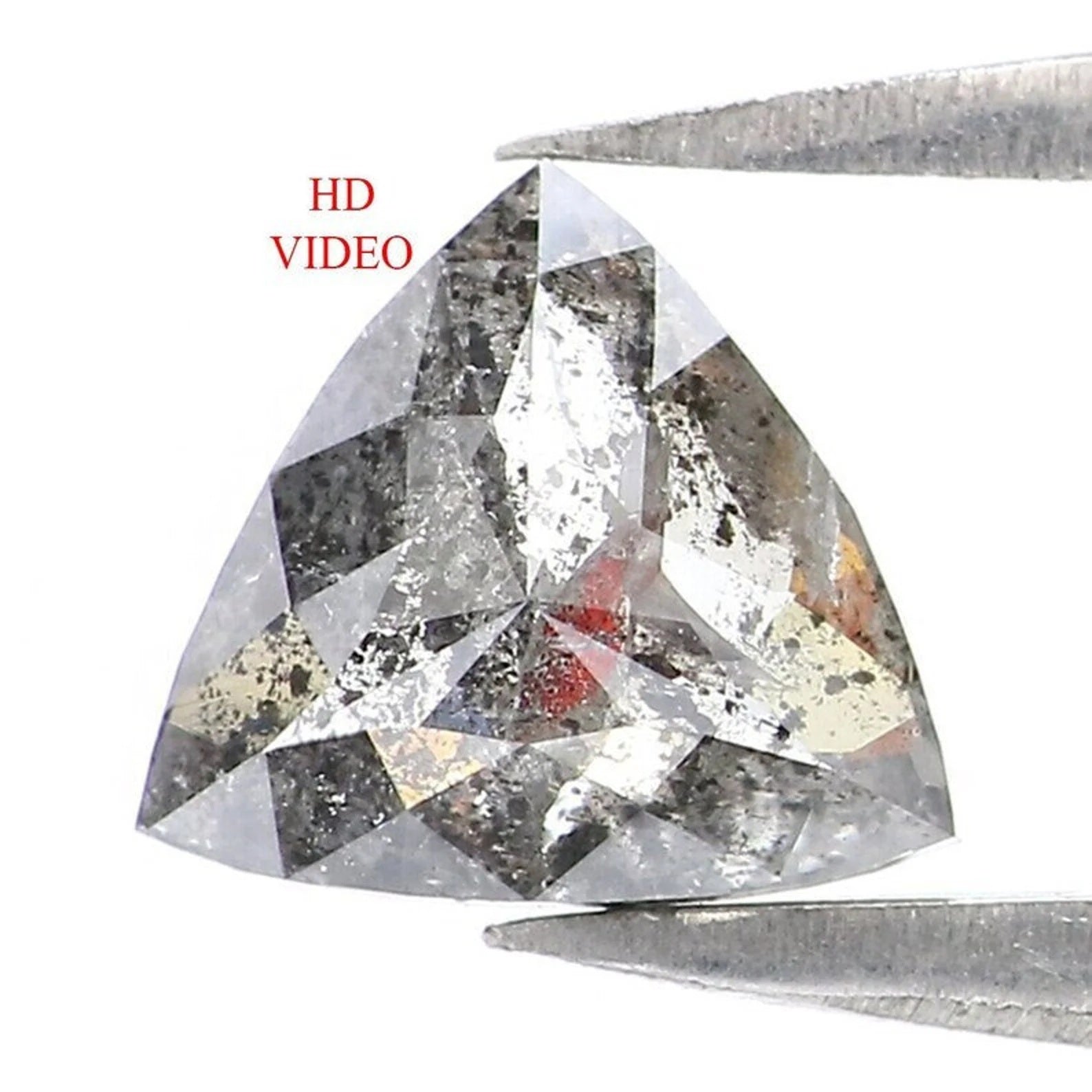 0.80 CT Natural Loose Triangle Diamond Salt And Pepper Triangle Diamond 6.20 MM Natural Black Grey Color Triangle Rose Cut Diamond NQ9544