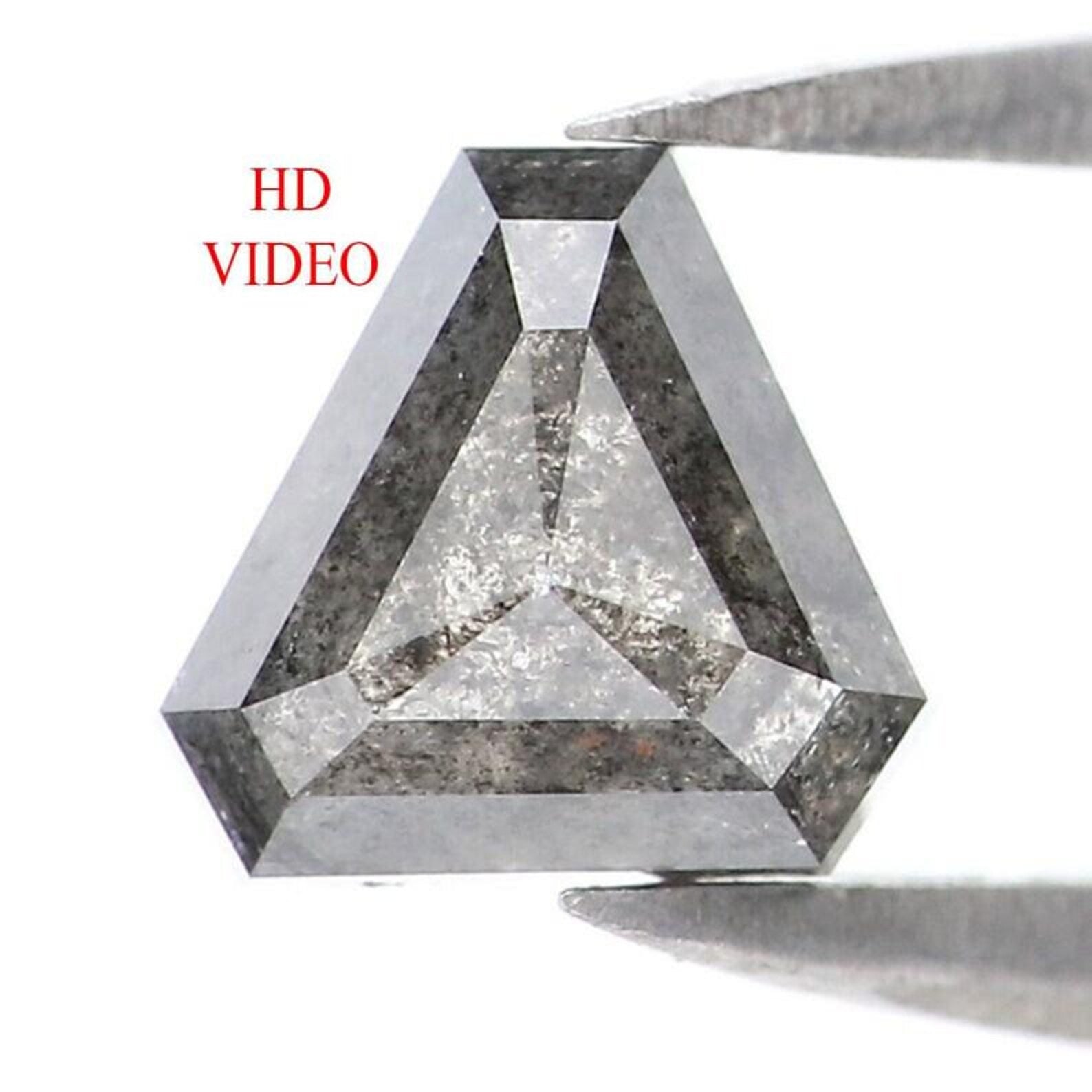 0.77 CT Natural Loose Triangle Shape Diamond Salt And Pepper Triangle Cut Diamond 5.00 MM Black Grey Color Triangle Rose Cut Diamond NQ8009