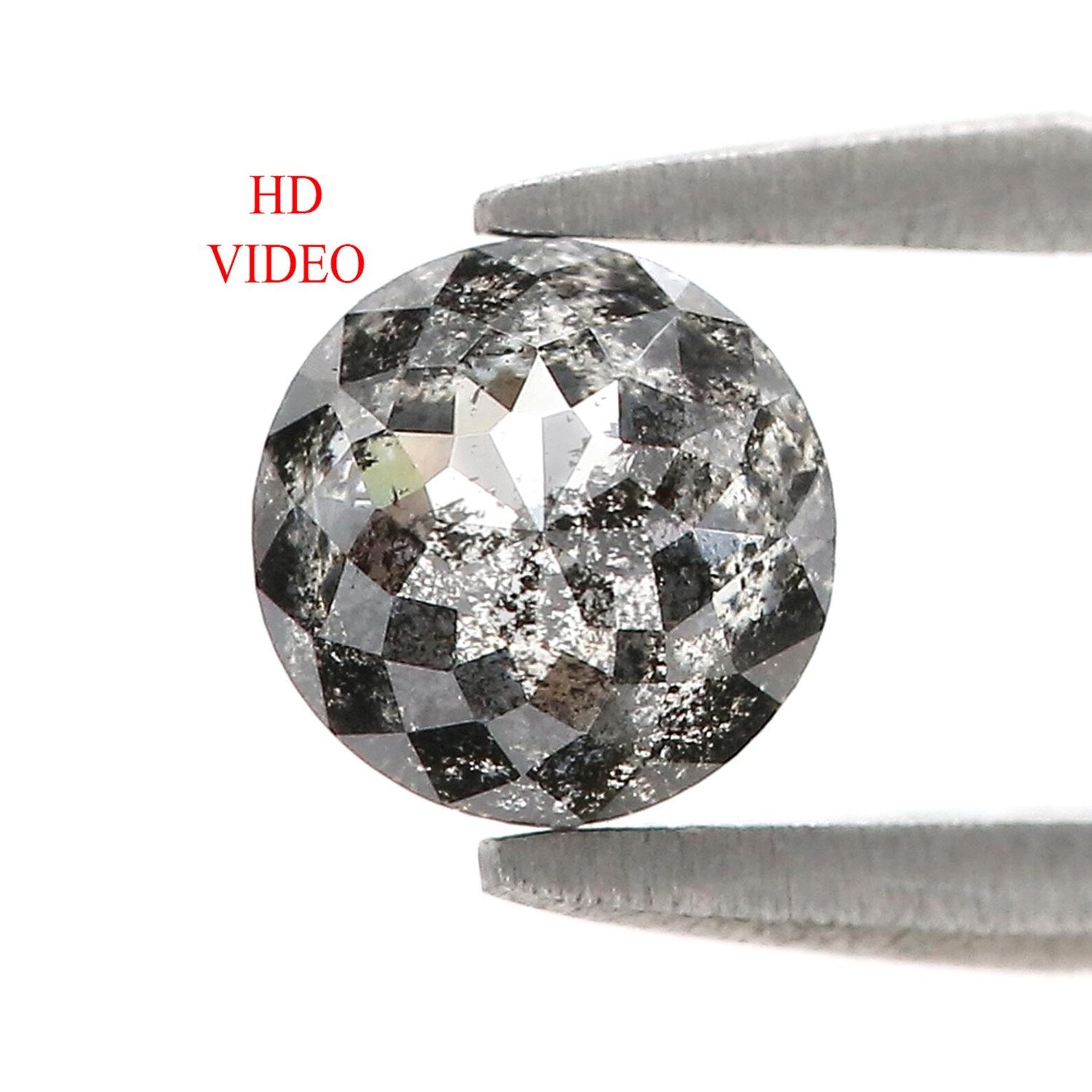 0.83 Ct Natural Loose Round Rose Cut Diamond Salt And Pepper Diamond 5.30 MM Natural Black Gray Color Round Rose Cut Diamond QN9672