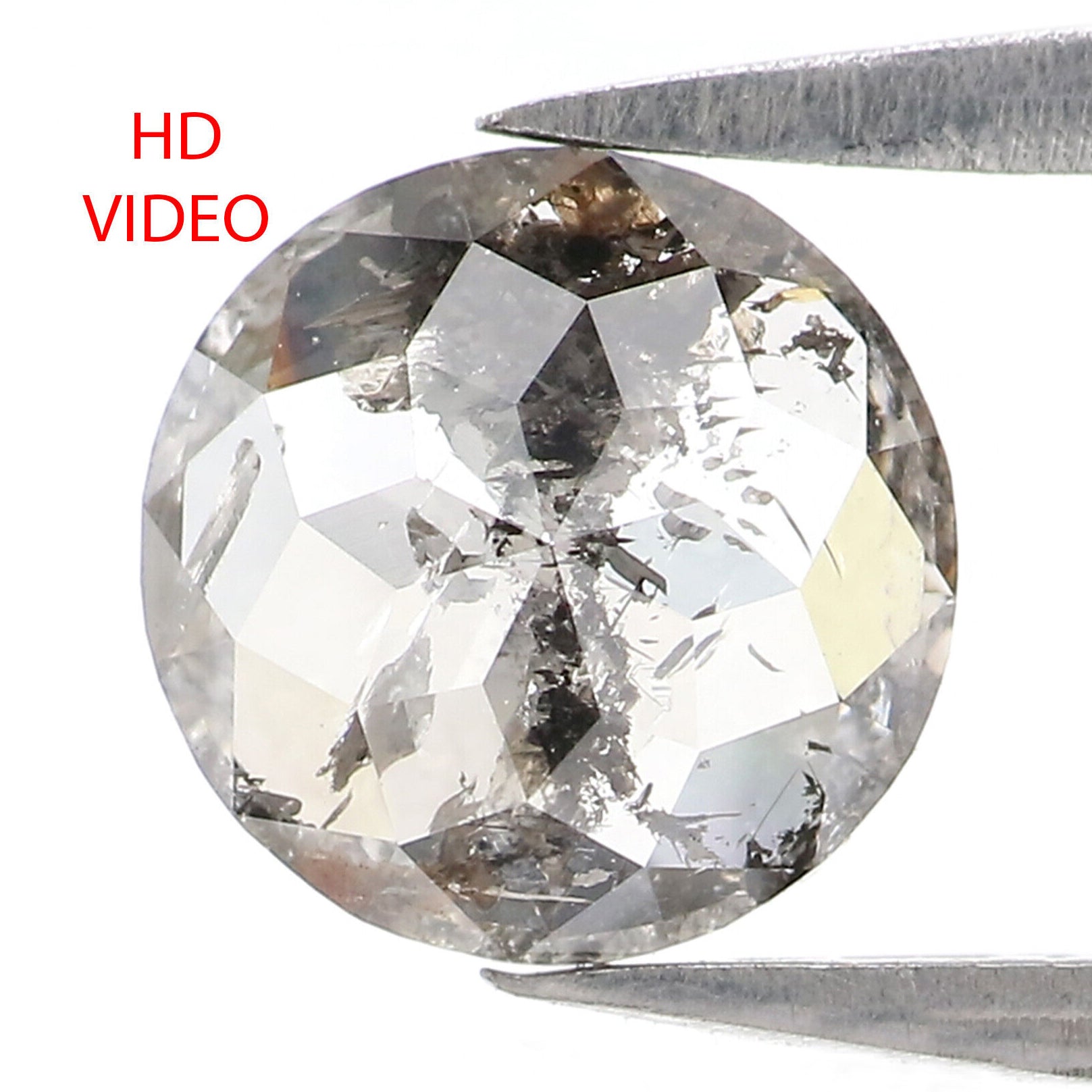 1.14 Ct Natural Loose Round Rose Cut Diamond Black Grey Color Rose Cut Diamond 7.30 MM Natural Loose Salt And Pepper Rose Cut Diamond QL2590