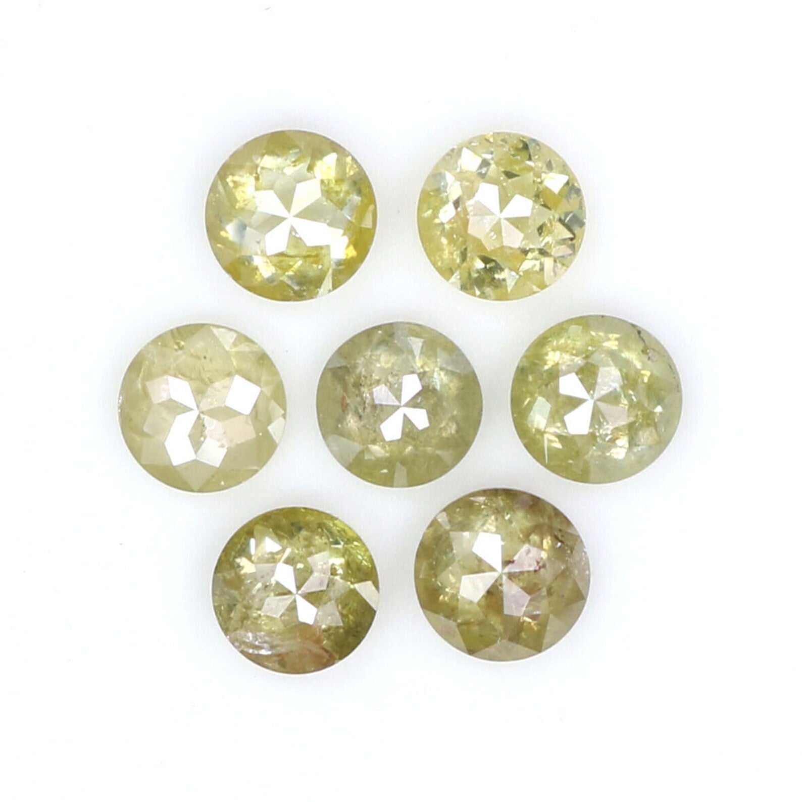 1.10 CT Natural Loose Rose Cut Diamond Yellow Green Color Round Shape Diamond 3.10 MM Natural Loose Round Rose Cut Shape Diamond NQ419
