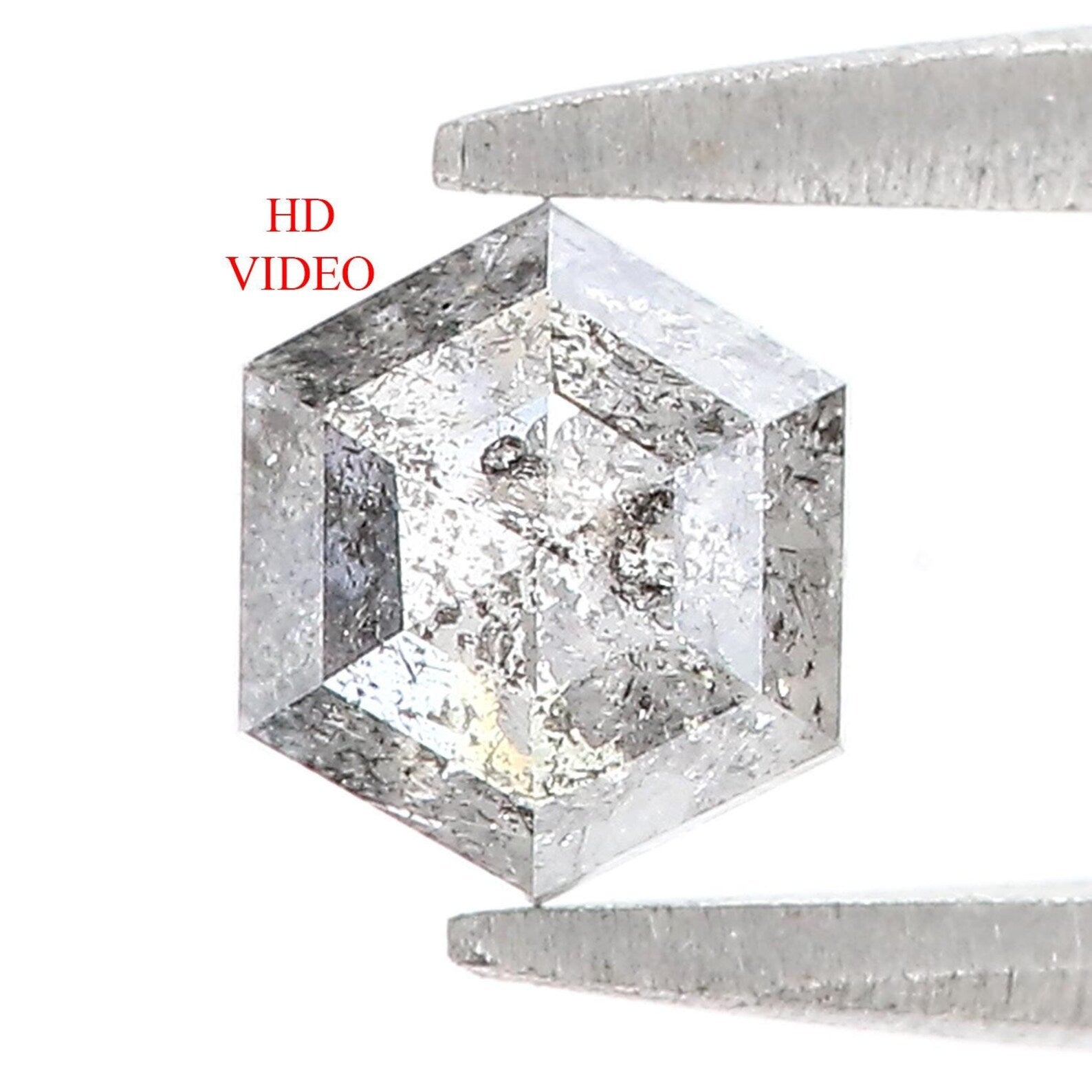 0.58 CT Natural Loose Hexagon Shape Diamond Salt And Pepper Hexagon Cut Diamond 5.45 MM Natural Loose Hexagon Shape Rose Cut Diamond QN536