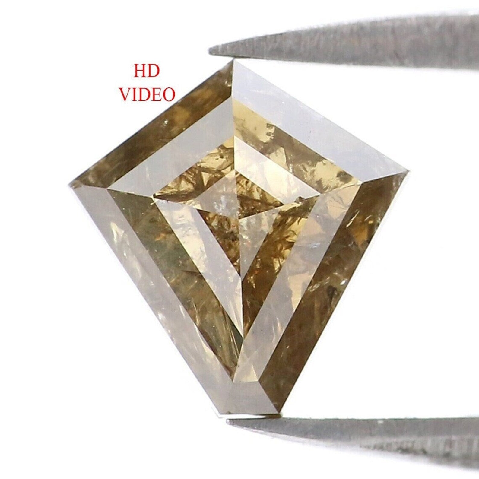 1.30 CT Natural Loose Shield Shape Diamond Black Yellow Color Diamond 7.80 MM Natural Loose Diamond Shield Shape Rose Cut Diamond NQ8279