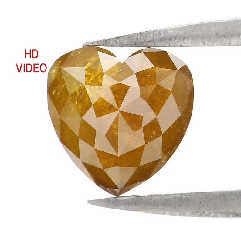 1.27 CT Natural Loose Heart Shape Diamond Yellow Color Heart Cut Diamond 6.90 MM Natural Loose Diamond Heart Shape Rose Cut Diamond NQ2245