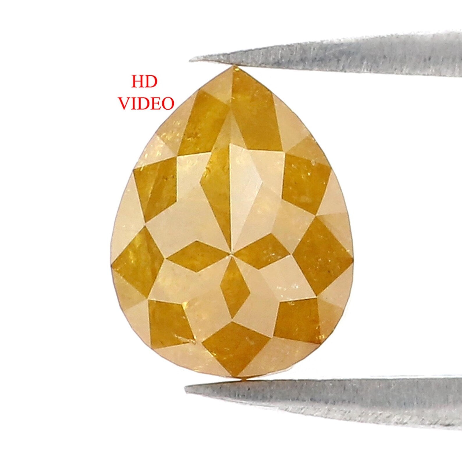 1.92 Ct Natural Loose Pear Shape Diamond Yellow Color Pear Cut Diamond 8.50 MM Natural Diamond Yellow Color Pear Rose Cut Diamond QN9131