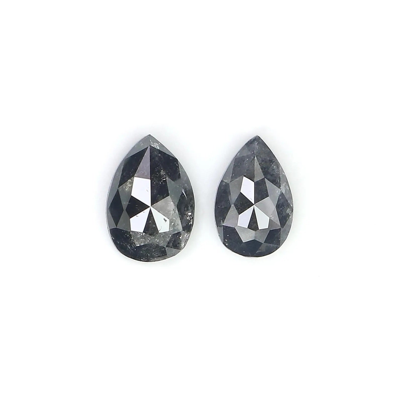 0.94 Ct Natural Loose Pear Shape Pair Diamond Salt And Pepper Pear Diamond 6.00 MM Natural Black Grey Color Pear Rose Cut Diamond NQ1493