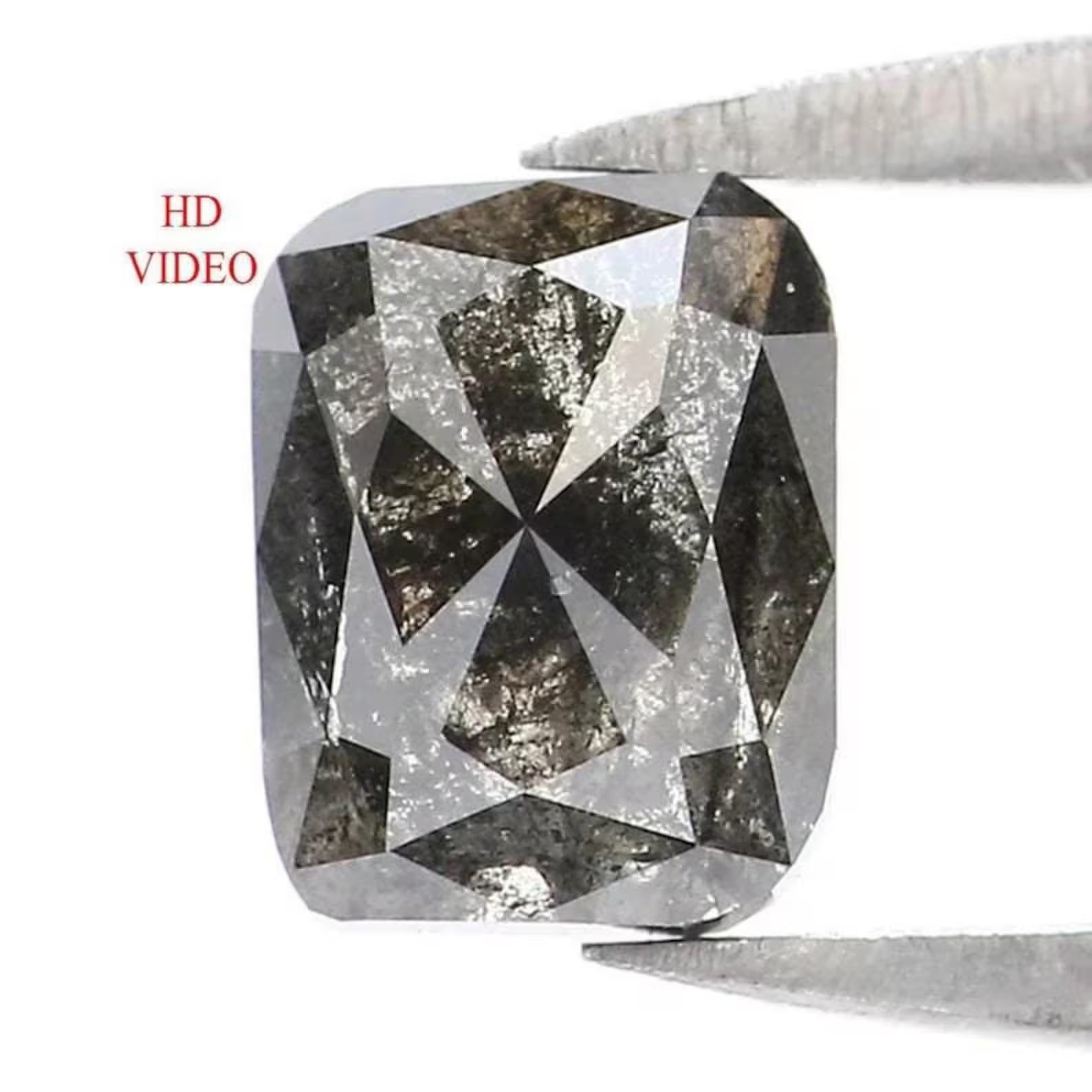0.73 CT Natural Loose Emerald Shape Diamond Salt And Pepper Emerald Diamond 5.70 MM Natural Black Grey Color Emerald Rose Cut Diamond NQ9125