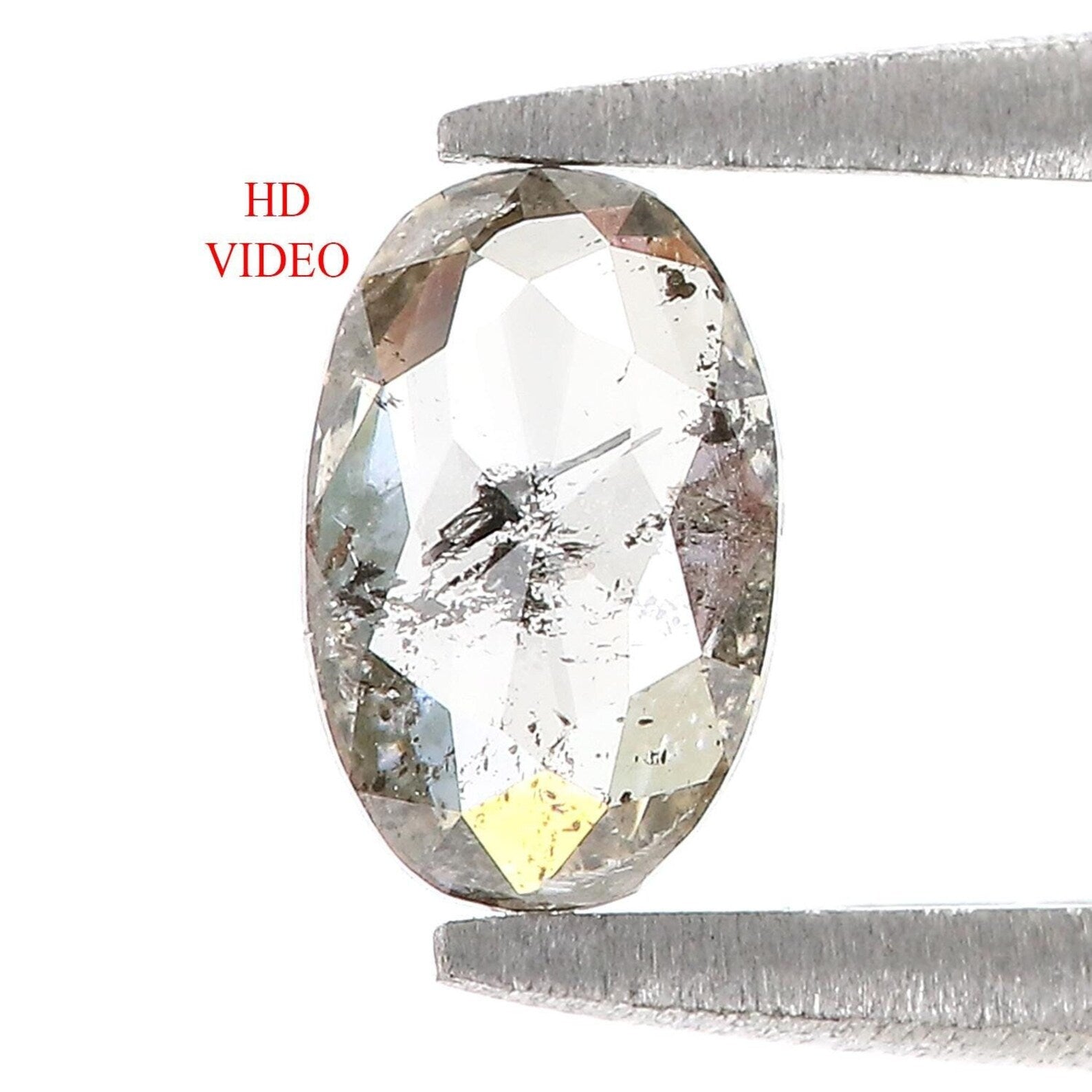 0.56 CT Natural Loose Oval Shape Diamond Salt And Pepper Oval Cut Diamond 6.55 MM Natural Loose Diamond Oval Shape Rose Cut Diamond QN578