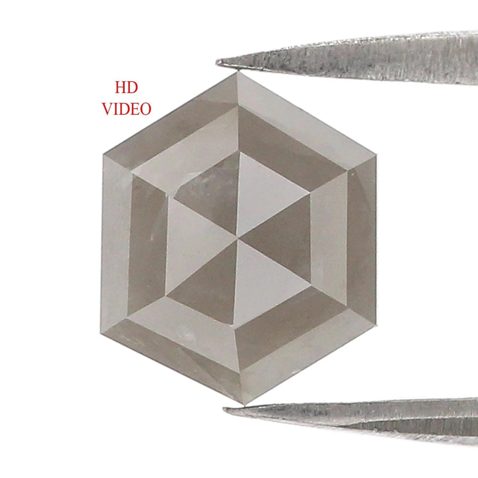 1.77 Ct Natural Loose Hexagon Shape Diamond Grey Color Hexagon Cut Diamond 8.60 MM Natural Loose Grey Color Hexagon Rose Cut Diamond NQ1389