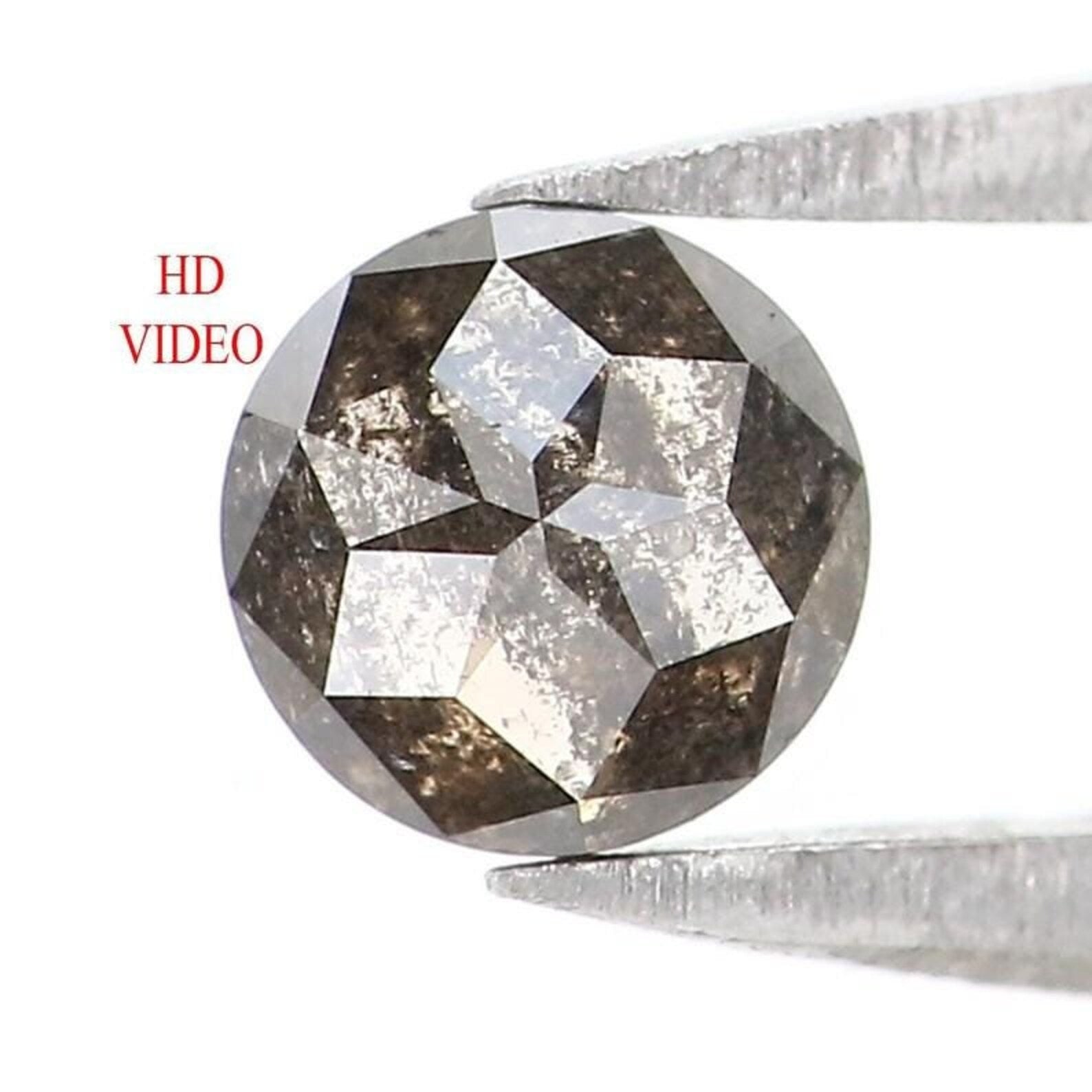 0.46 Ct Natural Loose Round Shape Diamond Salt And Pepper Round Cut Diamond 4.65 MM Natural Black Gray Color Round Rose Cut Diamond NQ2313