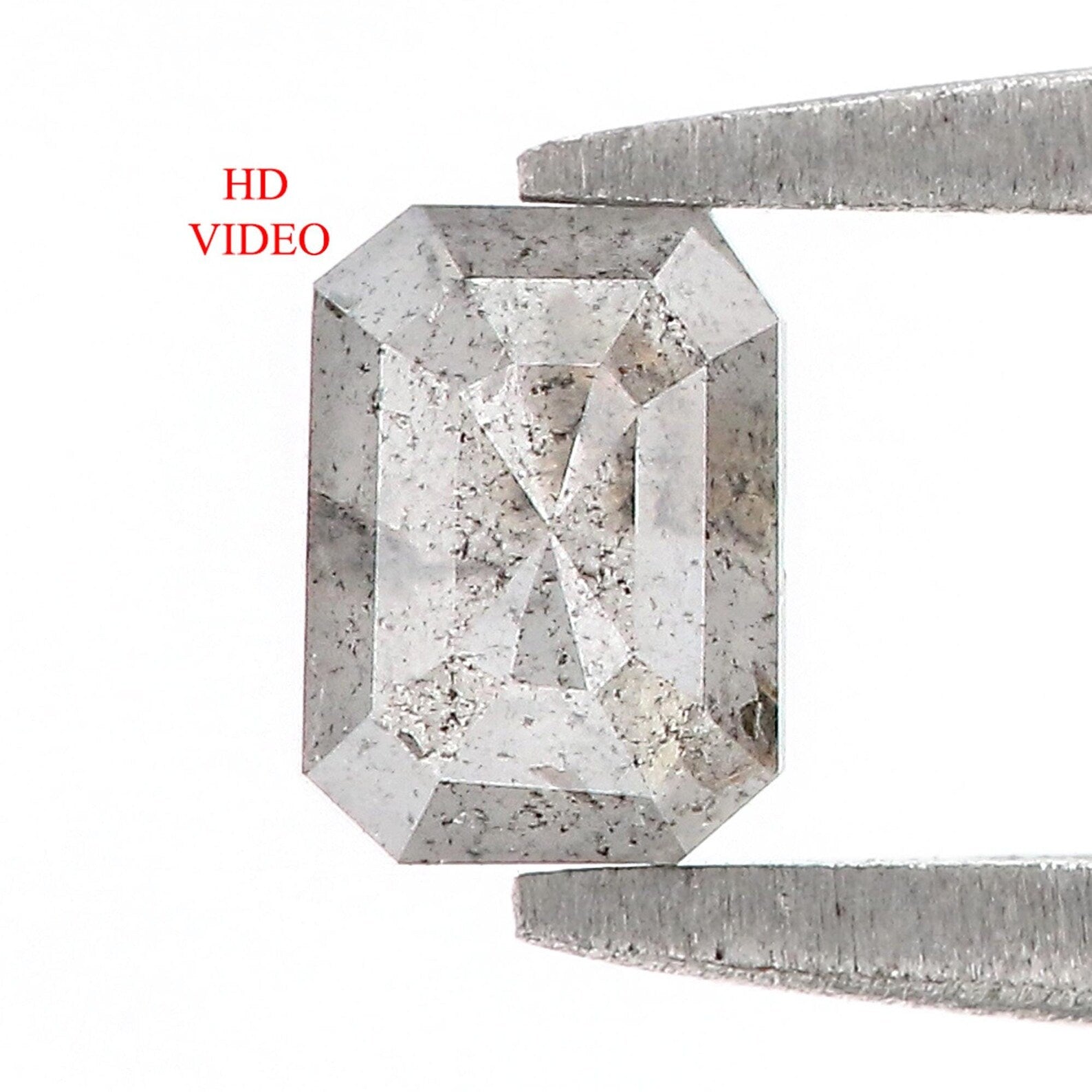 0.52 CT Natural Loose Emerald Shape Diamond Grey Color Emerald Diamond 5.40 MM Natural Diamond Grey Color Emerald Rose Cut Diamond QN824