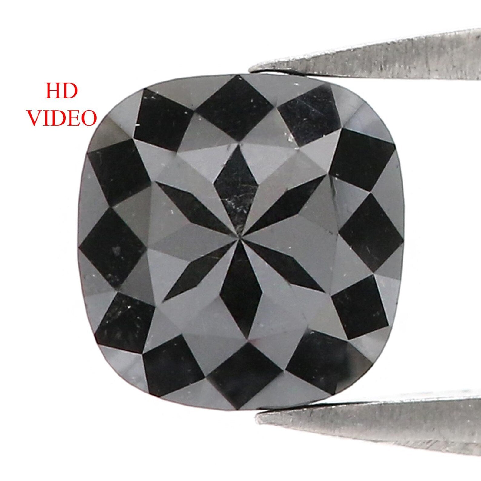 1.07 CT Natural Loose Cushion Shape Diamond Black Color Cushion Diamond 6.10 MM Natural Diamond Black Color Cushion Rose Cut Diamond QN2524