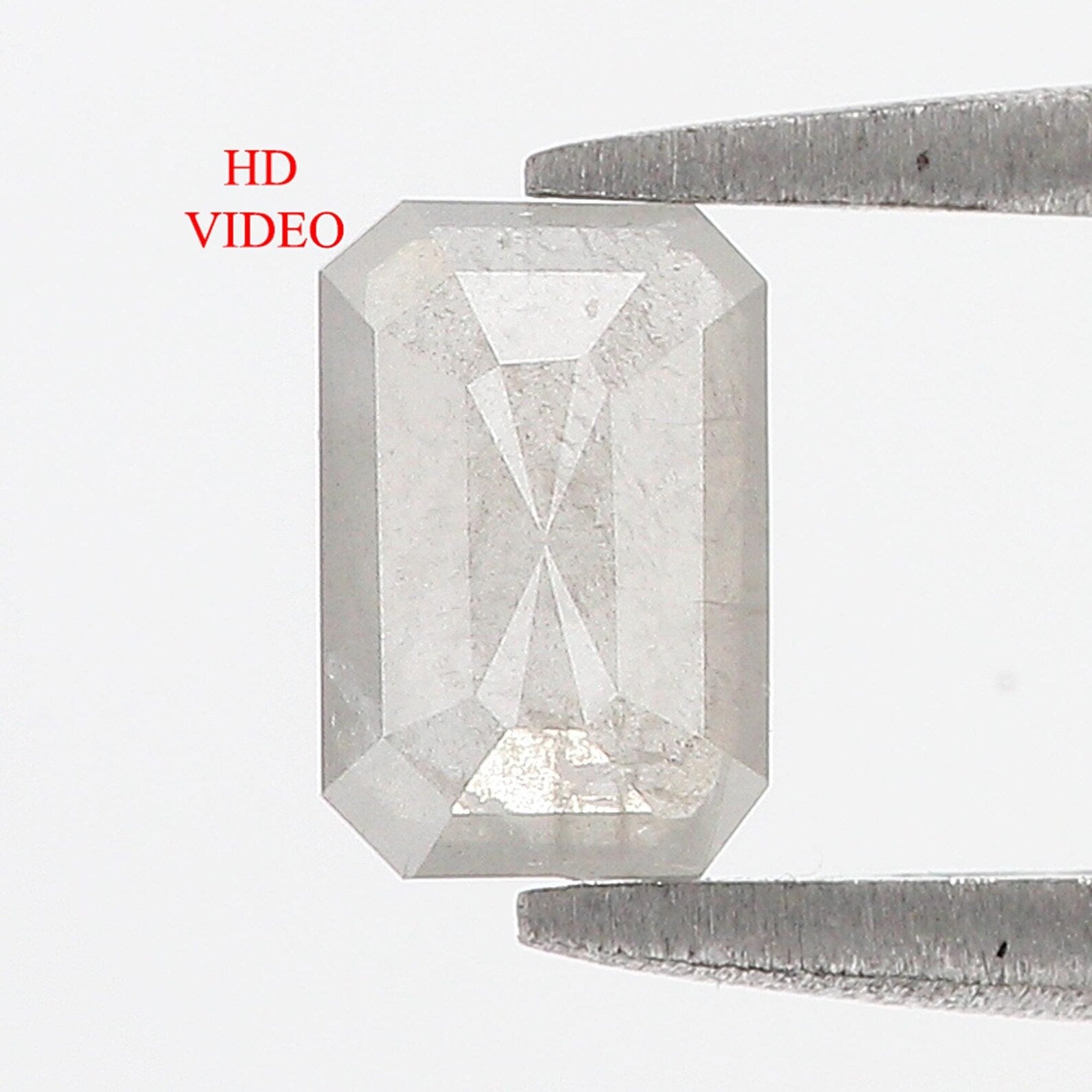 0.78 CT Natural Loose Emerald Shape Diamond Grey Color Emerald Diamond 6.80 MM Natural Diamond Grey Color Emerald Rose Cut Diamond QN9640