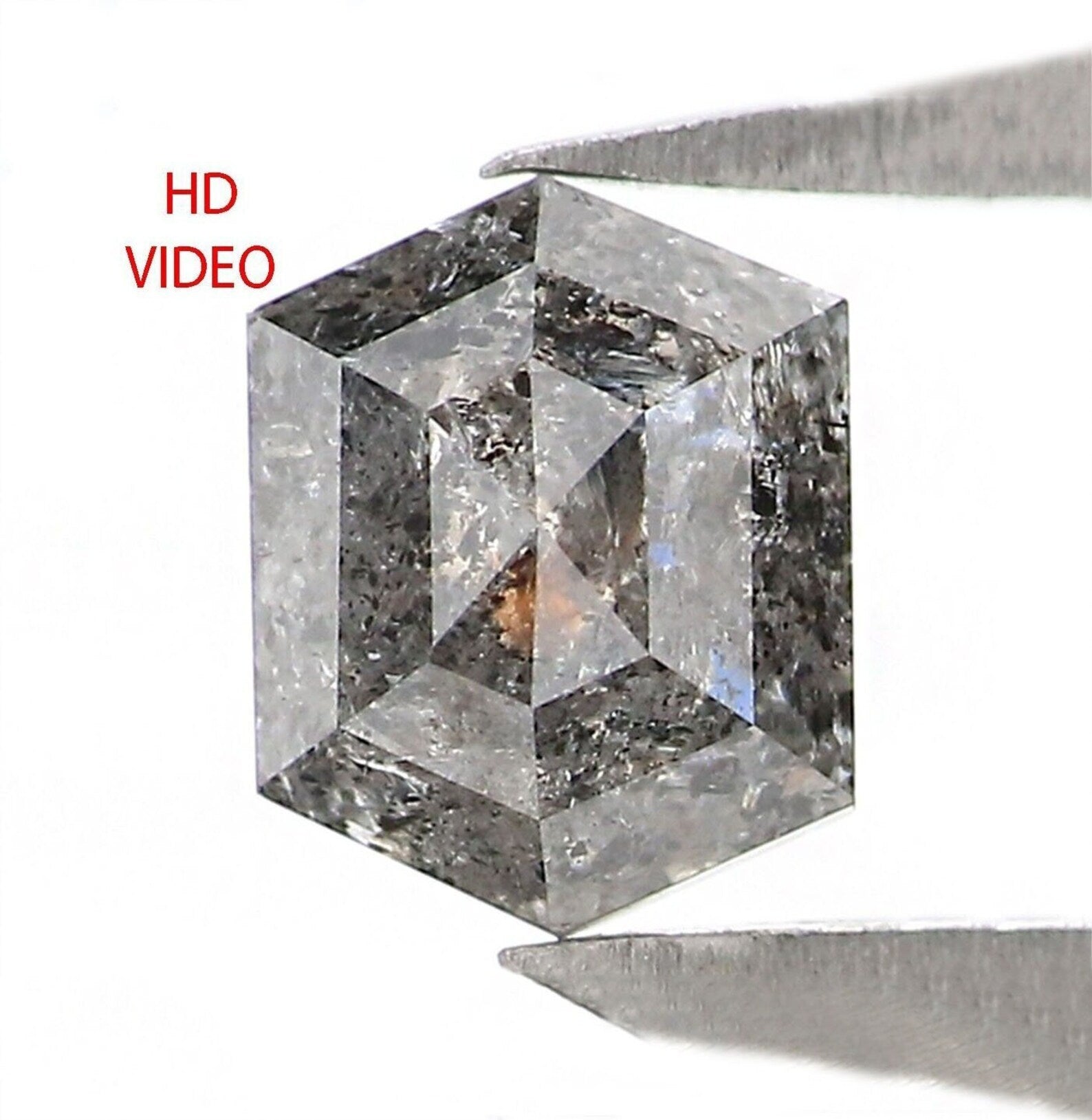 0.76 CT Natural Loose Hexagon Shape Diamond Salt And Pepper Hexagon Cut Diamond 5.95 MM Natural Loose Hexagon Shape Rose Cut Diamond QN2187