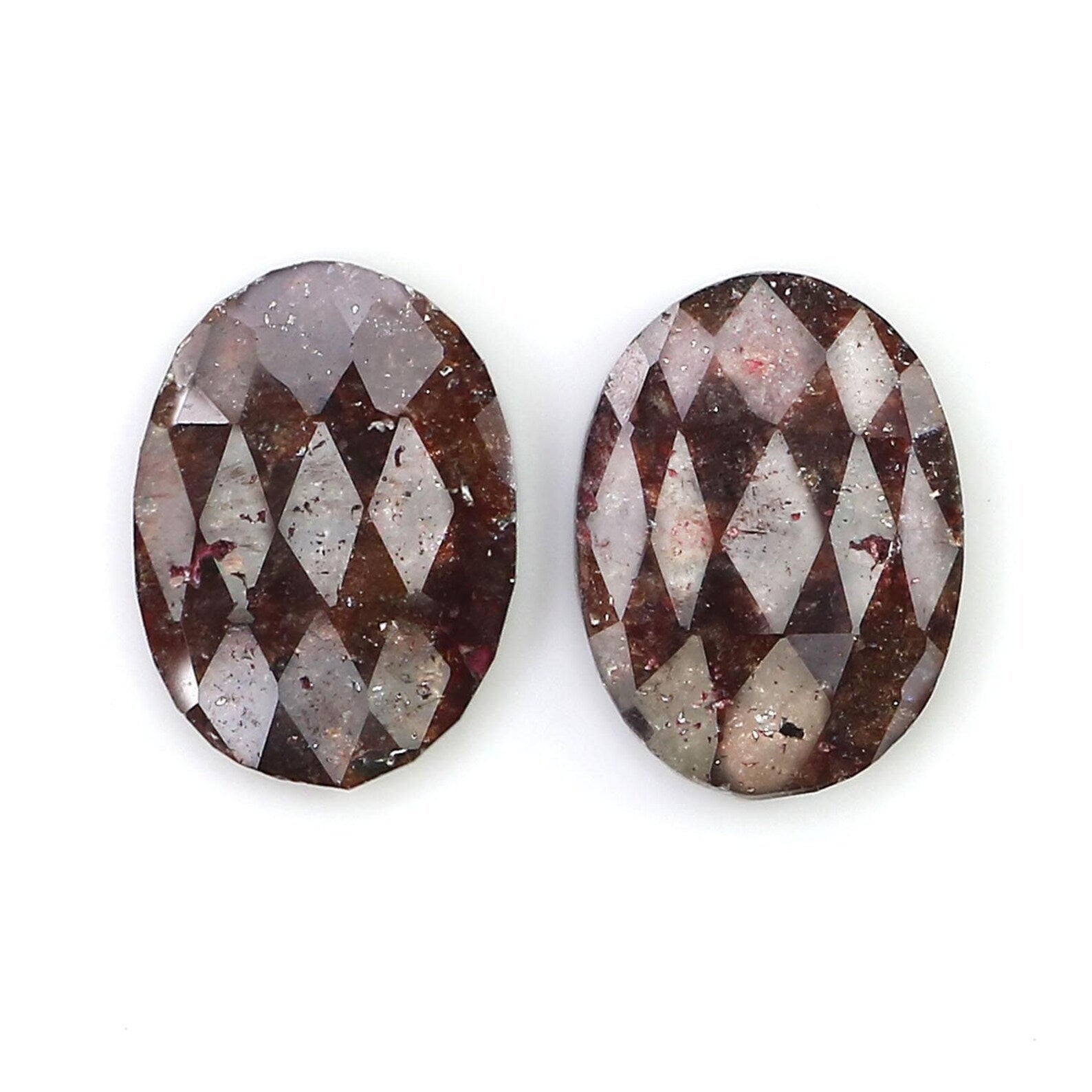2.01 CT Natural Loose Oval Shape Pair Diamond Brown Color Oval Cut Diamond 9.85 MM Natural Diamond Brown Color Oval Rose Cut Diamond NQ2540