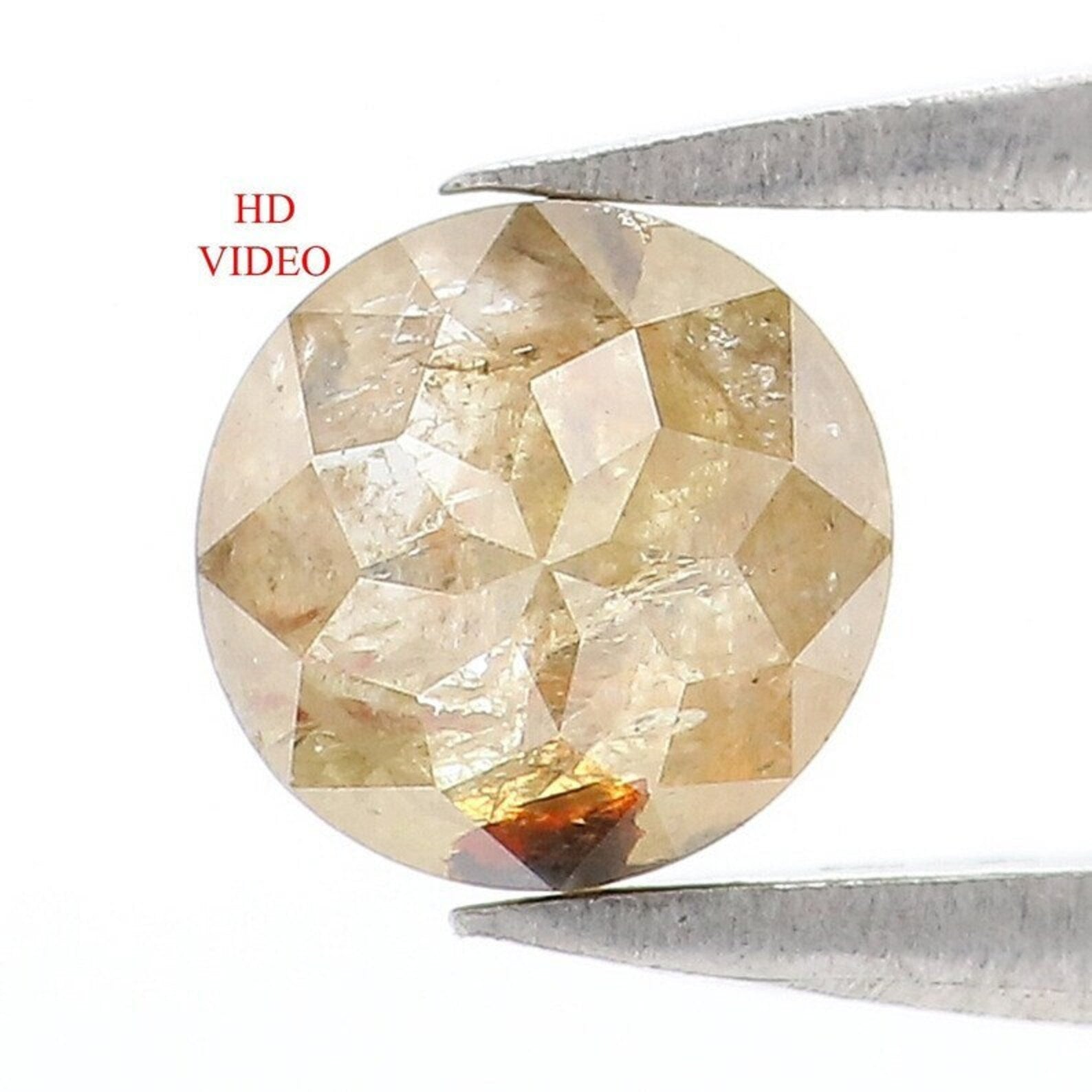 0.81 CT Natural Loose Round Diamond Grey Yellow Color Rose Cut Diamond 5.25 MM Natural Loose Diamond Grey Yellow Color Round Rose Cut NQ349