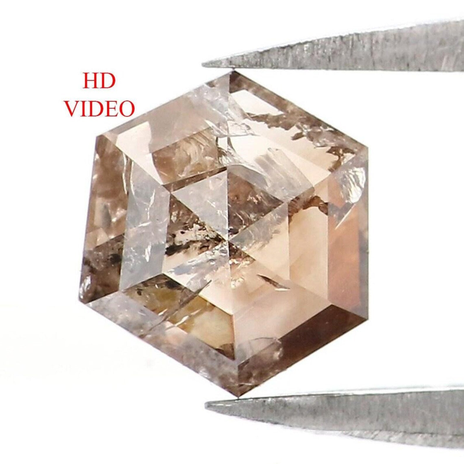 0.77 CT Natural Loose Hexagon Shape Diamond Brown Color Hexagon Diamond 6.50 MM Natural Loose Brown Color Hexagon Rose Cut Diamond NQ1770