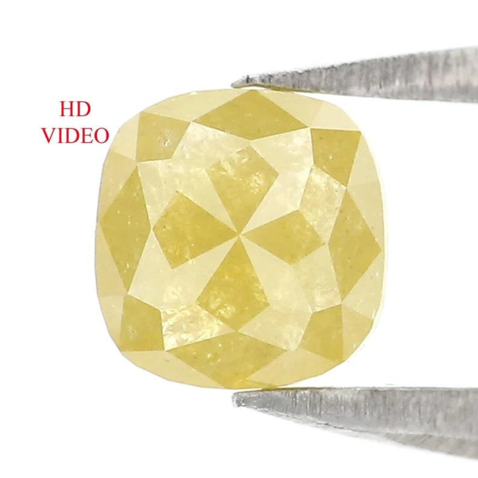 0.69 CT Natural Loose Cushion Shape Diamond Yellow Color Cushion Cut Diamond 4.85 MM Natural Yellow Color Cushion Rose Cut Diamond NQ2405
