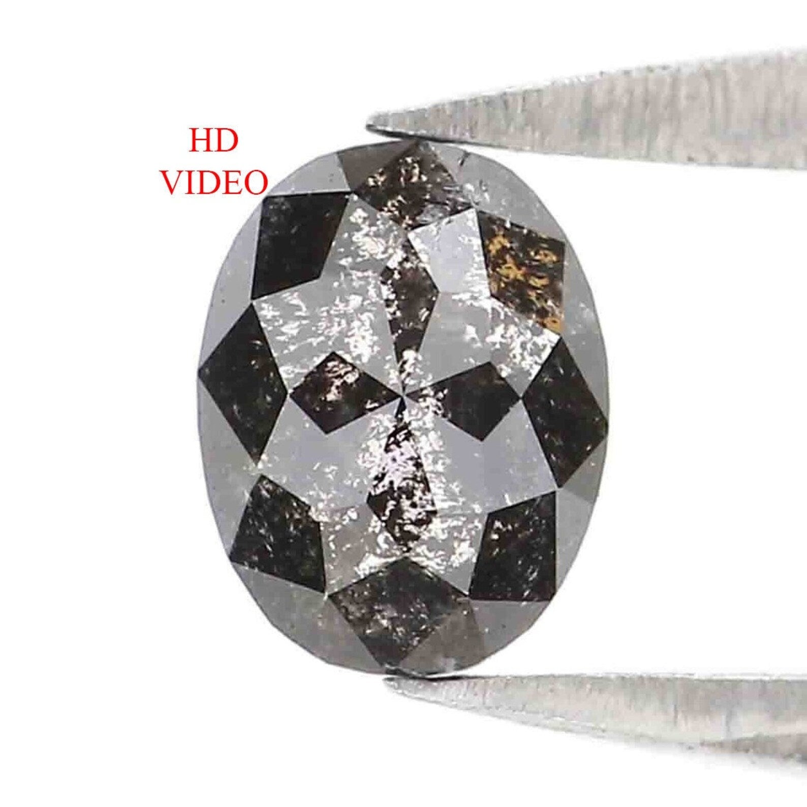 0.33 CT Natural Loose Oval Cut Diamond Salt And Pepper Diamond 4.90 MM Natural Loose Diamond Black Grey Color Oval Rose Cut Diamond NQ2149