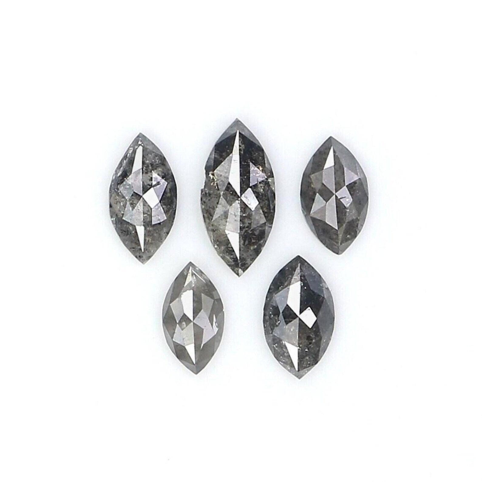 0.80 CT Natural Loose Marquise Shape Diamond Salt And Pepper Marquise Cut Diamond 6.30 MM Black Grey Color Marquise Rose Cut Diamond NQ2424