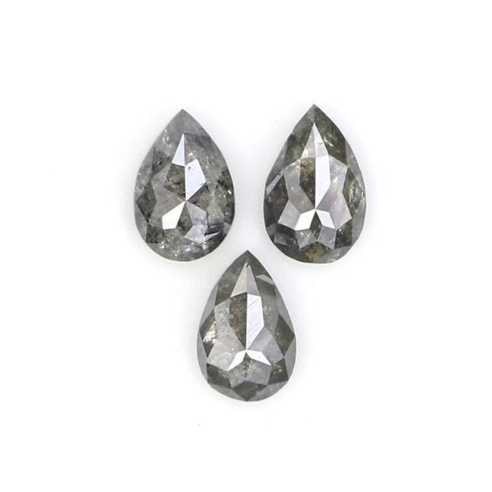 0.49 CT Natural Loose Pear Shape Diamond Salt And Pepper Pear Diamond 4.40 MM Natural Diamond Black Grey Color Pear Rose Cut Diamond NQ2401