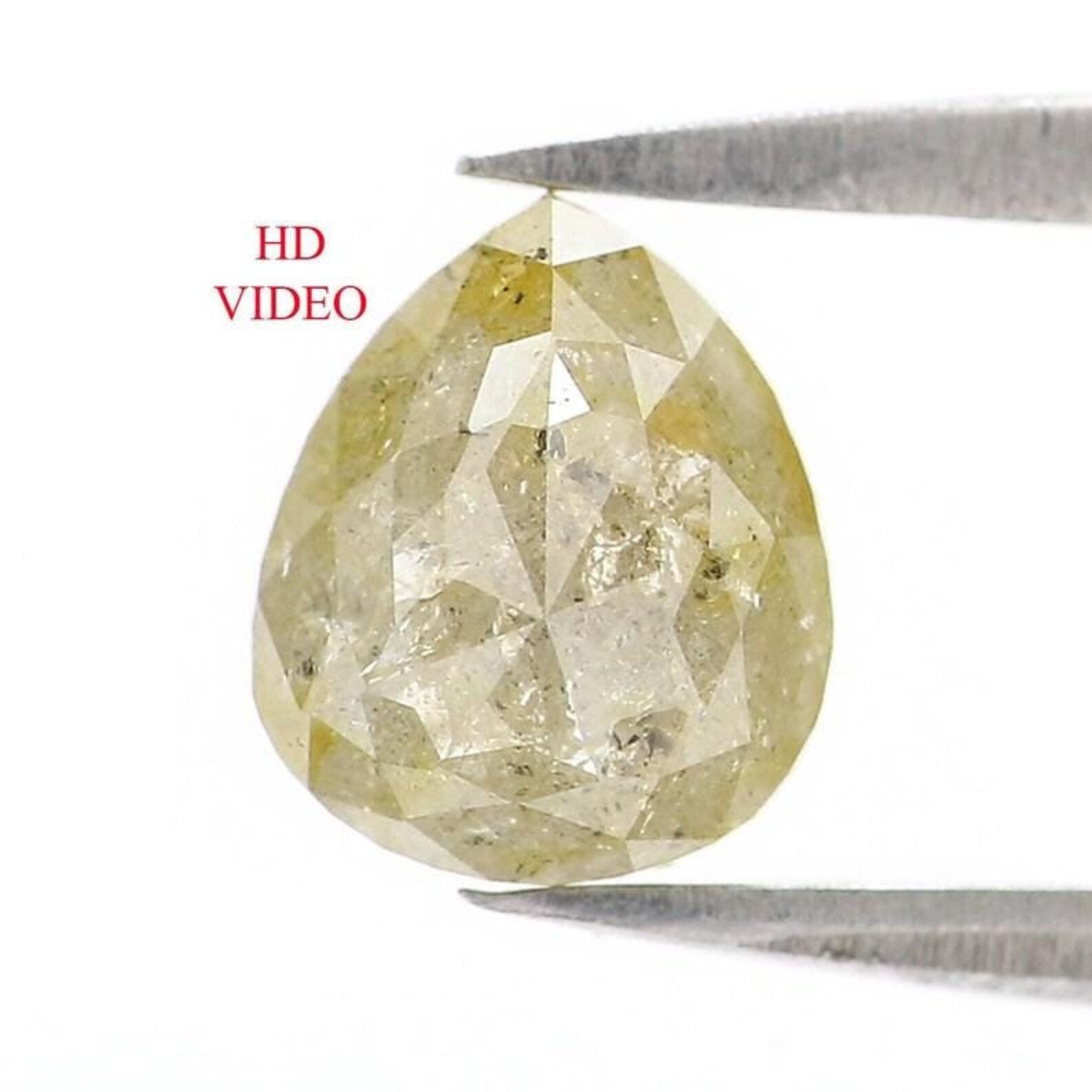 1.47 CT Natural Loose Pear Shape Diamond Yellow Color Pear Cut Diamond 7.40 MM Natural Diamond Green Color Pear Rose Cut Diamond NQ2377