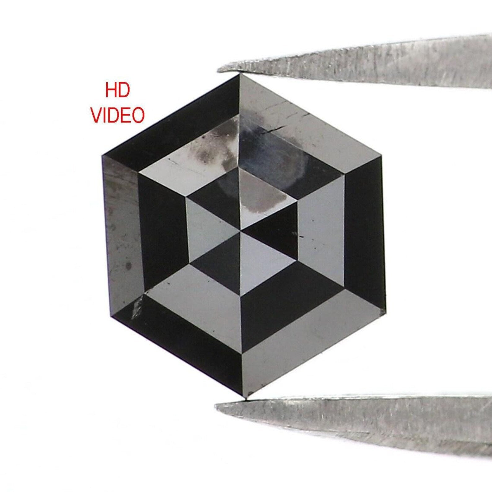 0.67 CT Natural Loose Hexagon Shape Diamond Black Color Hexagon Diamond 6.75 MM Natural Loose Black Color Hexagon Rose Cut Diamond NQ2237