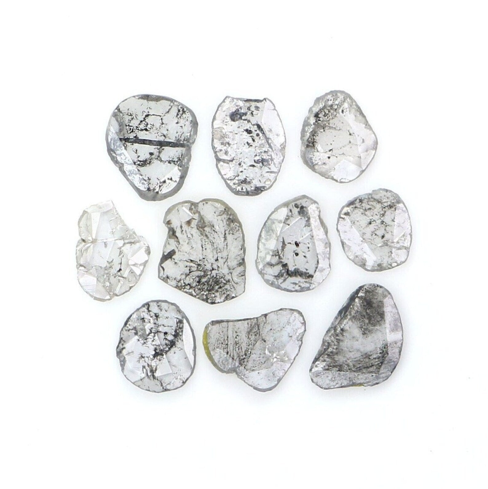 1.04 Ct Natural Loose Slice Shape Diamond Salt And Pepper Slice Diamond 3.95 MM NaturaI Diamond Black Grey Color Slice Cut Diamond NQ2136