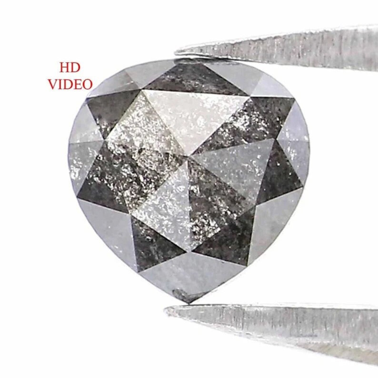 0.39 CT Natural Loose Heart Shape Diamond Salt And Pepper Heart Cut Diamond 4.80 MM Black Grey Color Heart Shape Rose Cut Diamond NQ9299