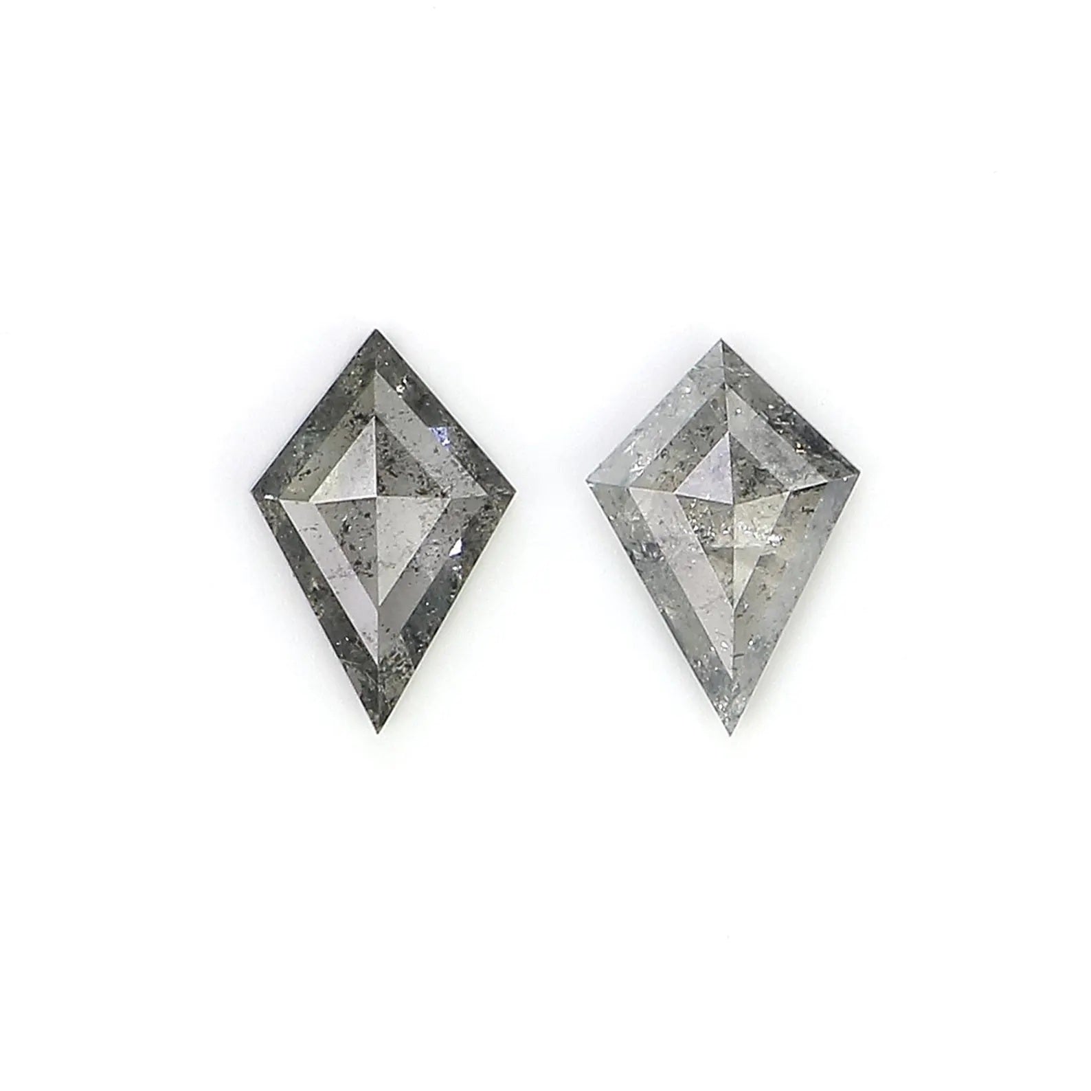 0.46 Ct Natural Loose Kite Shape Pair Diamond Salt And Pepper Kite Diamond 5.80 MM Natural Black Gray Color Kite Rose Cut Diamond NQ2341