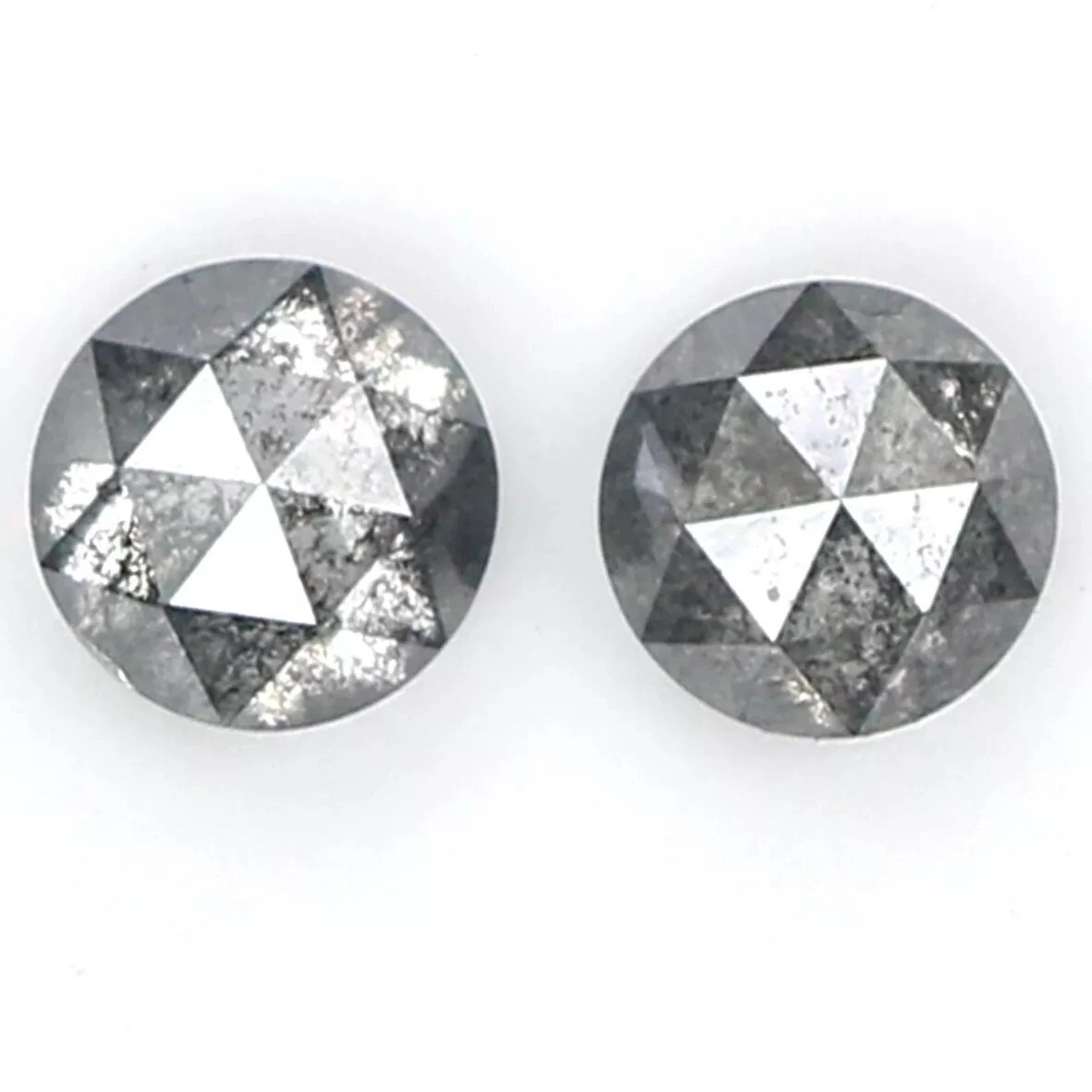 0.78 Ct Natural Loose Round Shape Pair Diamond Salt And Pepper Round Diamond 4.20 MM Natural Black Grey Color Round Rose Cut Diamond QN1791