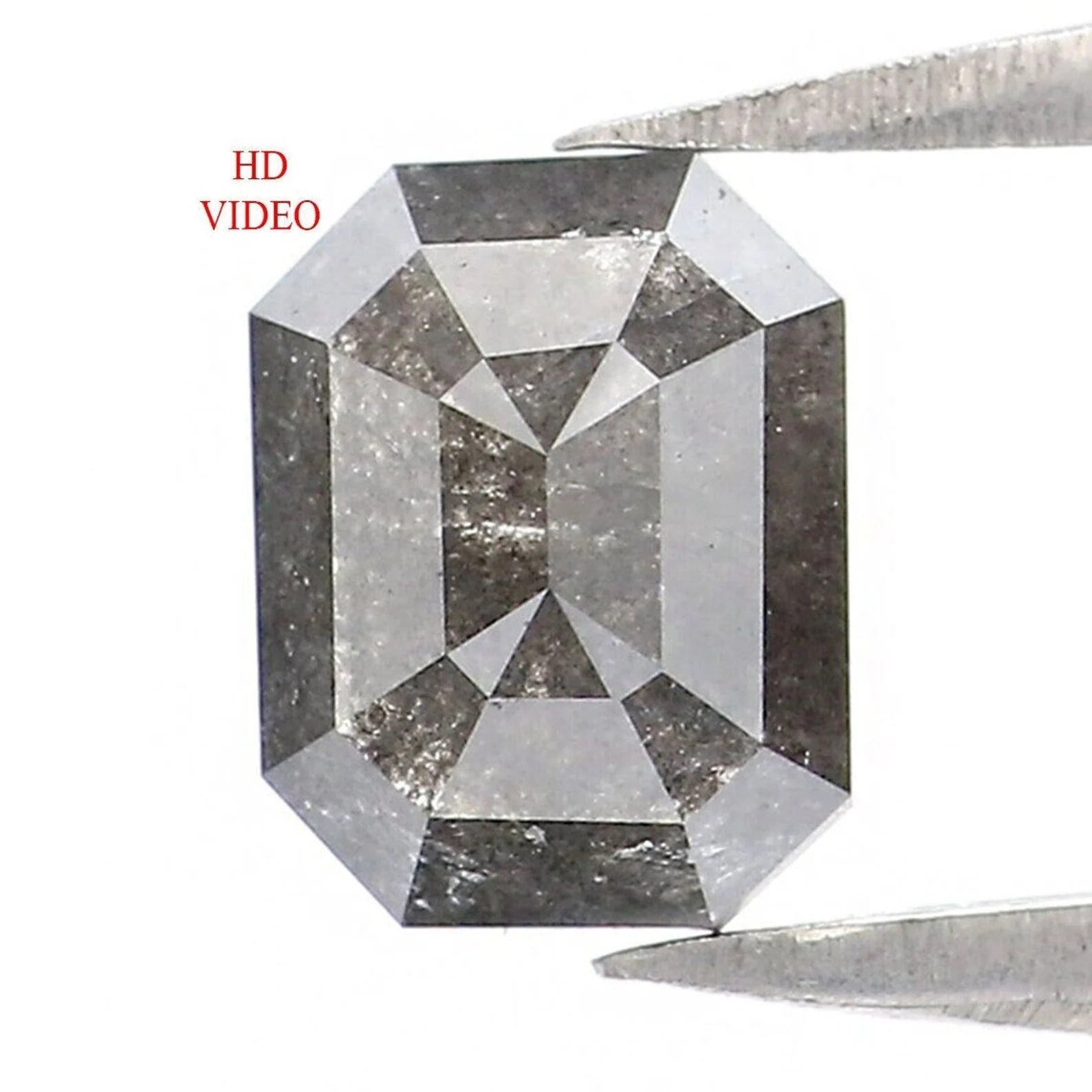 0.74 CT Natural Loose Emerald Shape Diamond Salt Pepper Emerald Cut Diamond 6.05 MM Natural Black Grey Color Emerald Rose Cut Diamond NQ2016