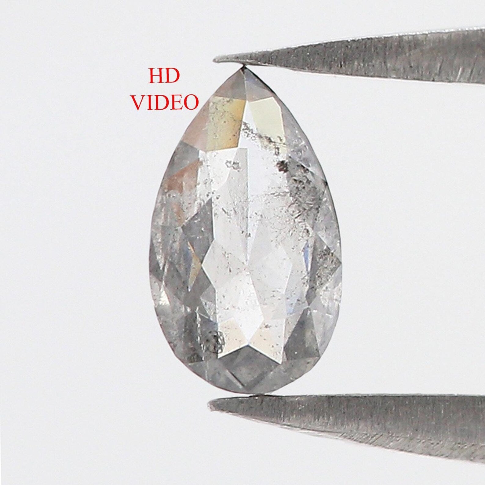 0.23 CT Natural Loose Pear Shape Diamond Salt And Pepper Pear Diamond 6.15 MM Natural Diamond Black Grey Color Pear Rose Cut Diamond QN2530