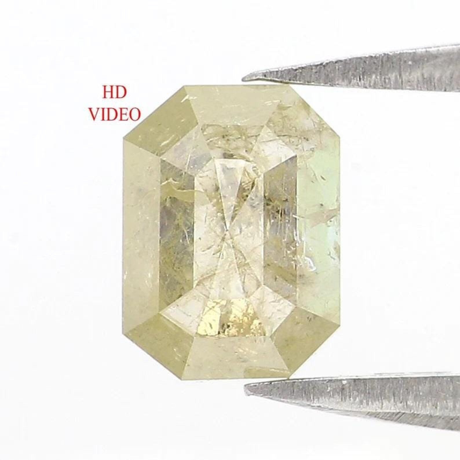 0.59 CT Natural Loose Emerald Shape Diamond Yellow Color Emerald Diamond 6.10 MM Natural Loose Green Color Emerald Rose Cut Diamond NQ8710