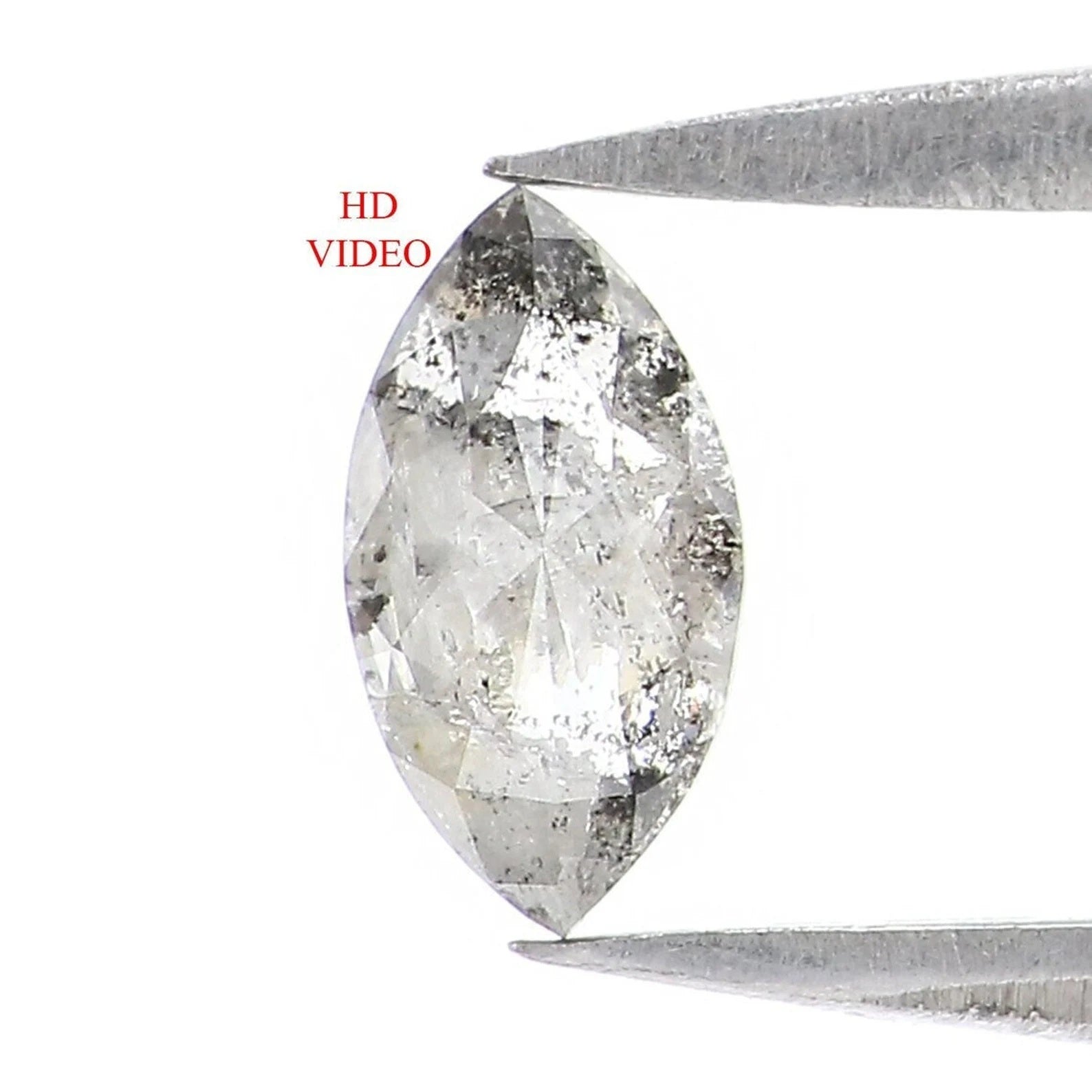 0.34 CT Natural Loose Marquise Cut Diamond Salt And Pepper Marquise Diamond 6.50 MM Black Grey Color Marquise Shape Rose Cut Diamond NQ9534