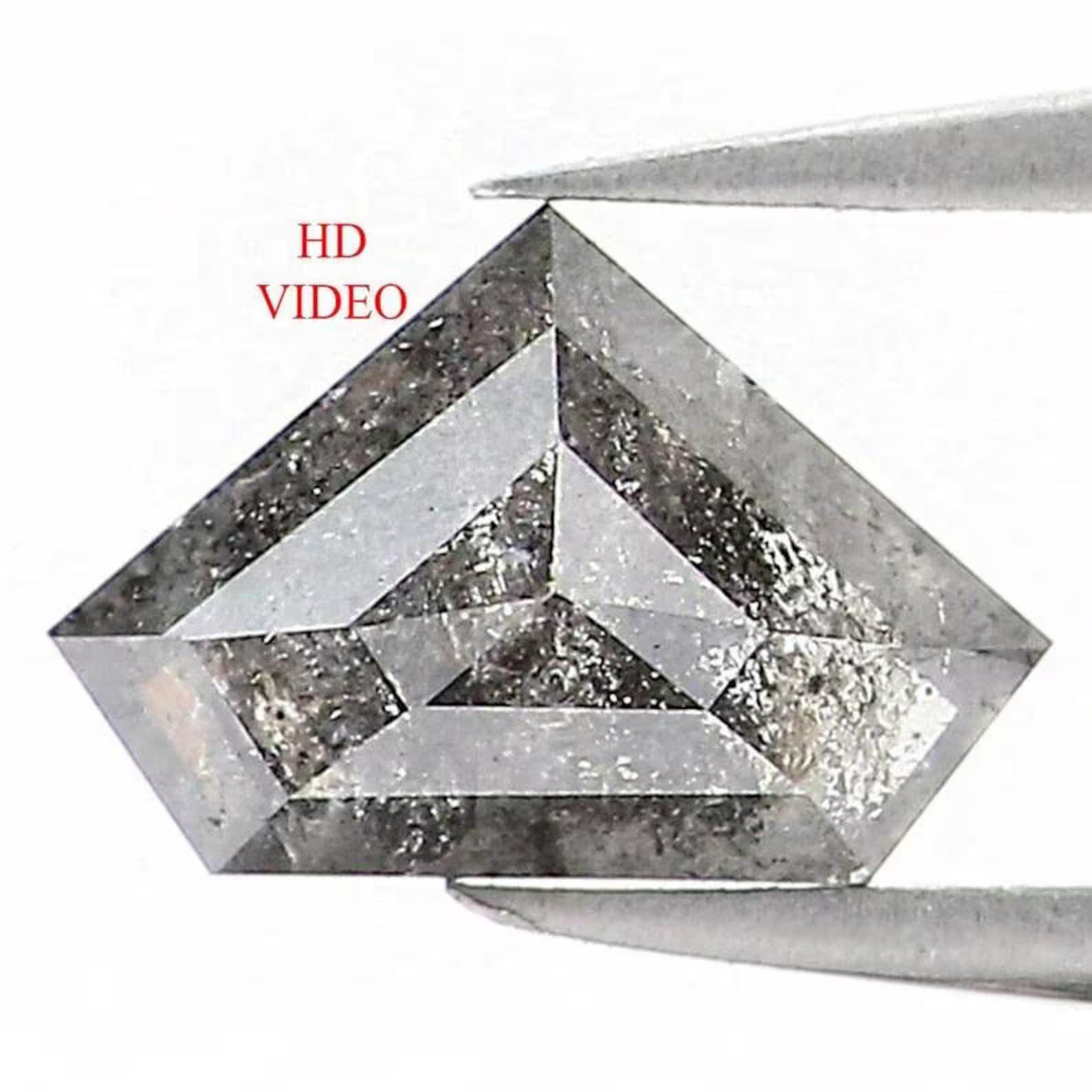 0.50 CT Natural Loose Shield Shape Diamond Salt And Pepper Shield Diamond 4.40 MM Natural Loose Black Grey Shield Rose Cut Diamond NQ1535