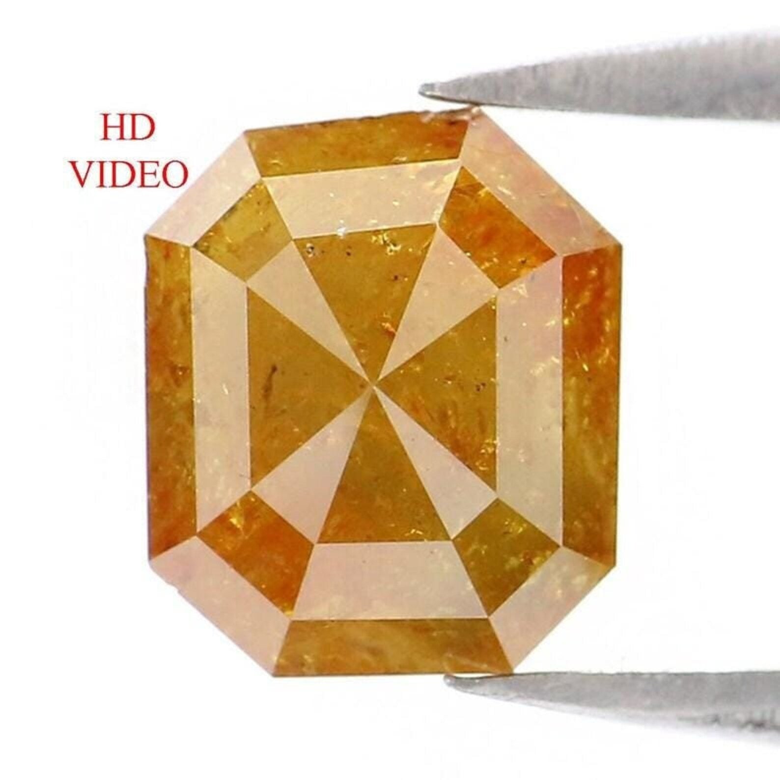 1.65 Ct Natural Loose Emerald Shape Diamond Brown Color Emerald Cut Diamond 7.20 MM Natural Yellow Color Emerald Rose Cut Diamond NQ8421