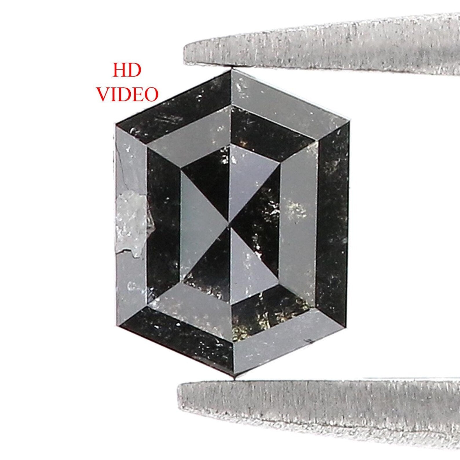 0.80 CT Natural Loose Hexagon Shape Diamond Black Color Hexagon Cut Diamond 6.25 MM Natural Diamond Black Hexagon Rose Cut Diamond QN1275