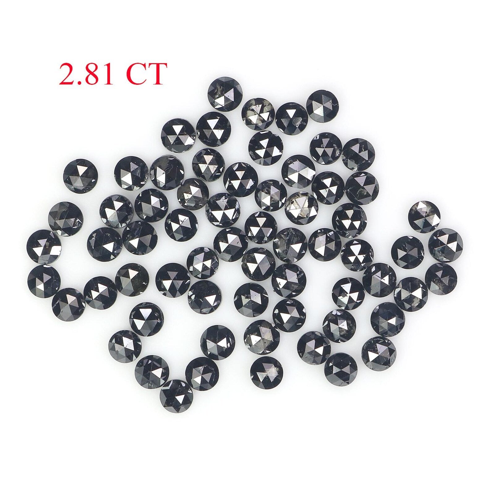 2.81 CT Natural Loose Round Shape Diamond Black Color Round Diamond 2.10 MM Natural Loose Diamond Black Color Round Rose Cut Diamond NQ1805