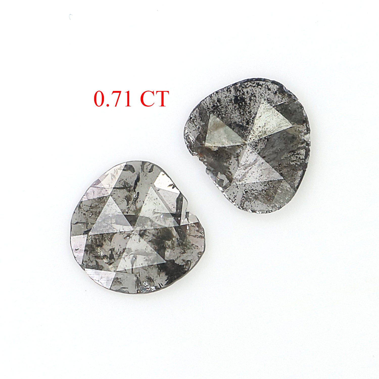 0.71 CT Natural Loose Slice Shape Diamond Salt And Pepper Uncut Diamond 6.80 MM Natural Black Grey Color Slice Irregular Cut Diamond N2644