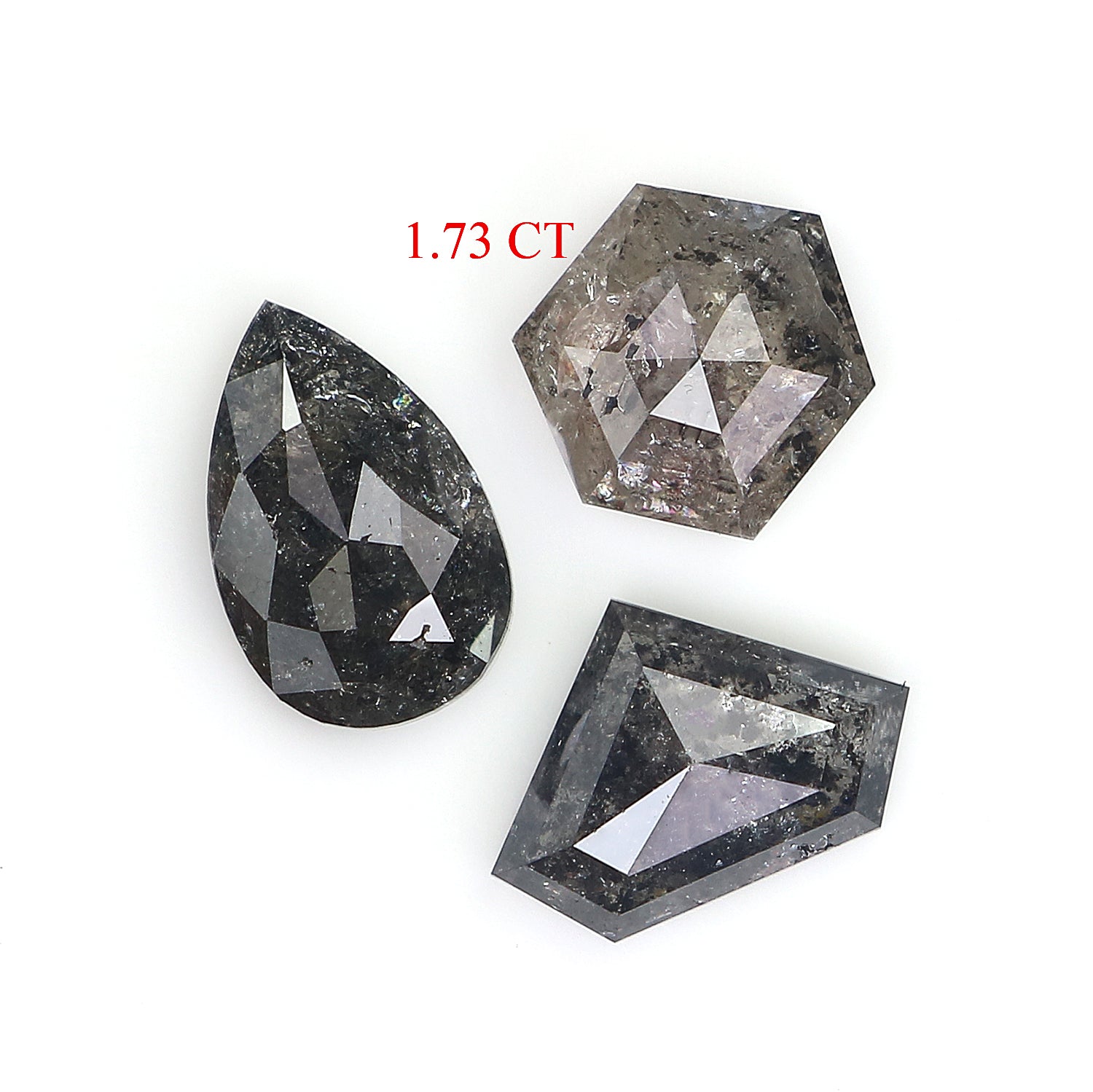 1.73 CT Natural Loose Mix Shape Diamond Salt And Pepper Mix Shape Diamond 7.15 MM Natural Black Grey Color Mix Shape Rose Cut Diamond QL1063