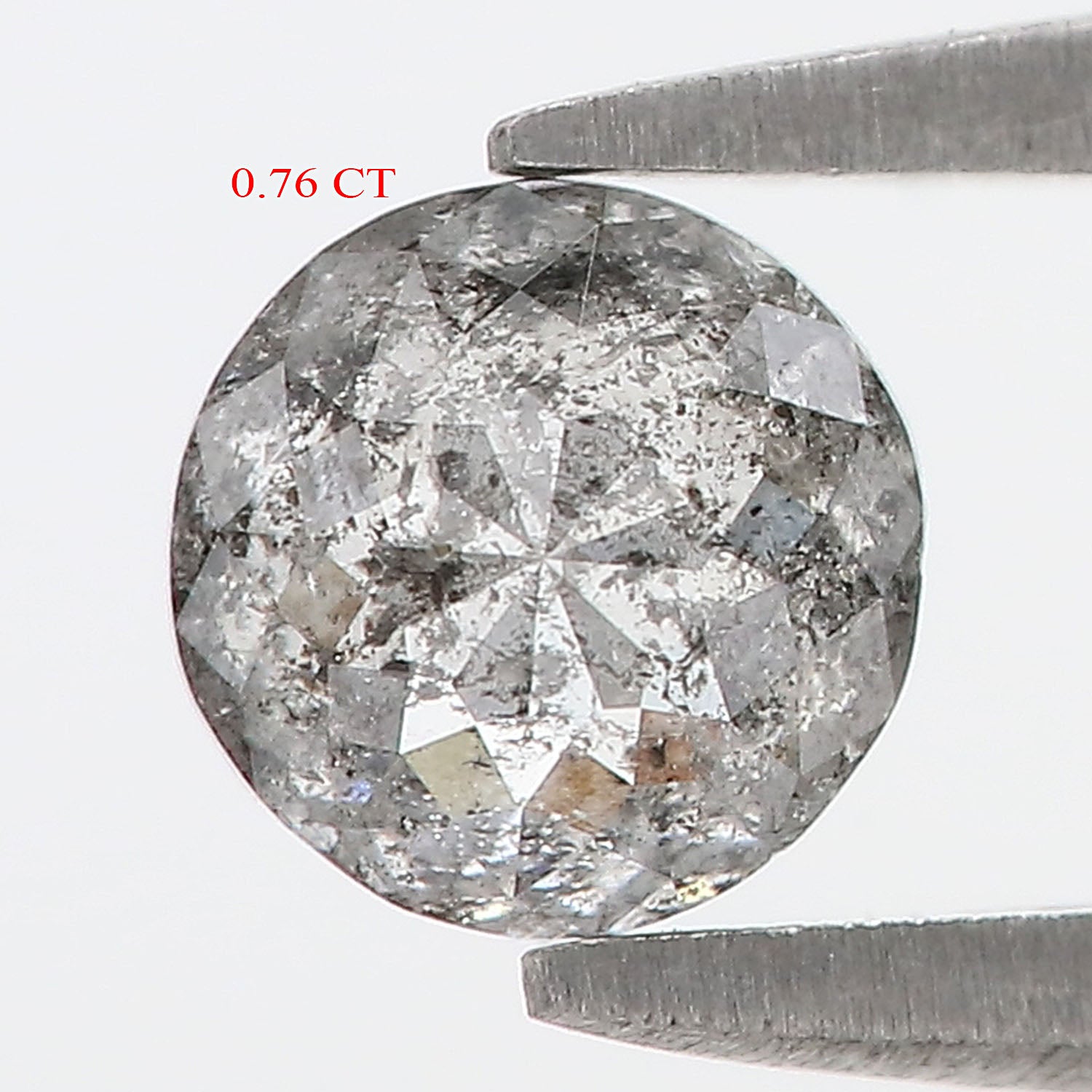 0.78 CT Natural Loose Round Rose Cut Diamond Salt And Pepper Round Shape Diamond 5.55 MM Natural Black Grey Round Rose Cut Diamond LQ2394