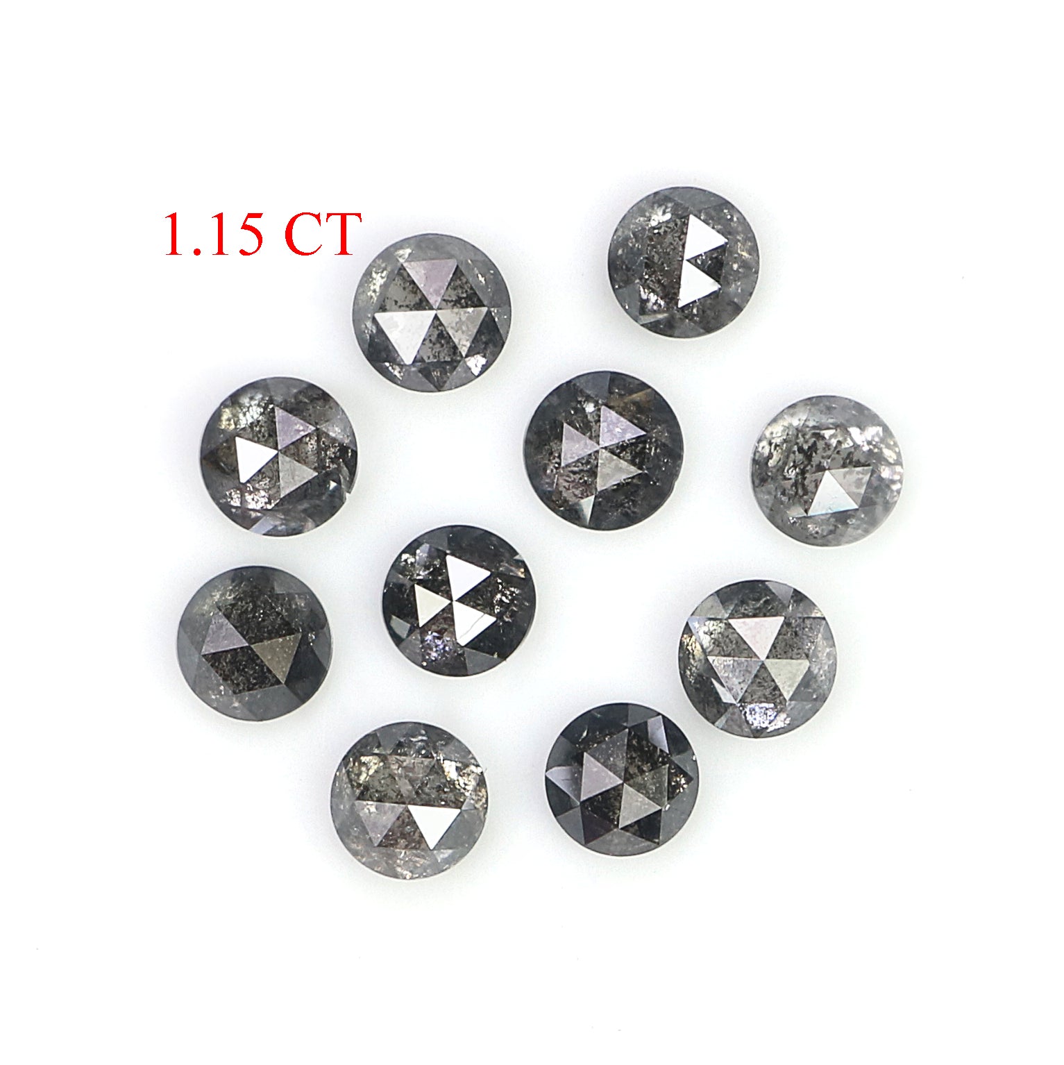 1.15 CT Natural Loose Round Shape Diamond Salt And Pepper Round Diamond 2.70 MM Natural Loose Black Grey Color Round Rose Cut Diamond N2305