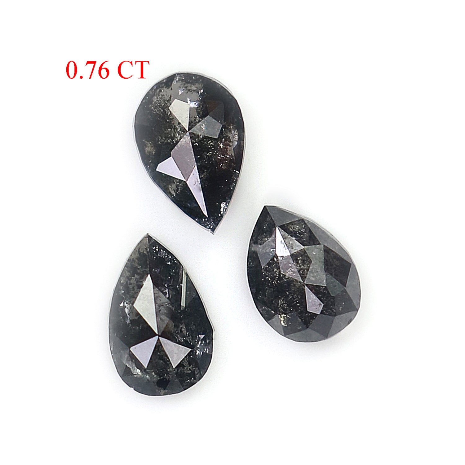 0.76 CT Natural Loose Pear Shape Diamond Salt And Pepper Pear Cut Diamond 4.65 MM Natural Black Grey Color Pear Shape Rose Cut Diamond L1980
