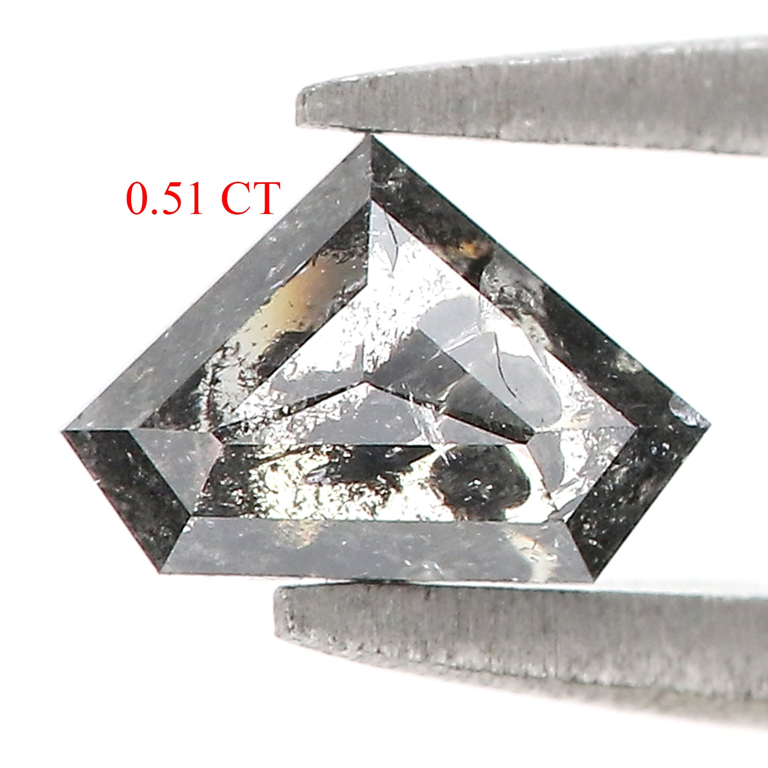 0.51 CT Natural Loose Shield Diamond Black Grey Color Diamond 4.40 MM Natural Loose Diamond Salt And Pepper Shield Rose Cut Diamond QL079