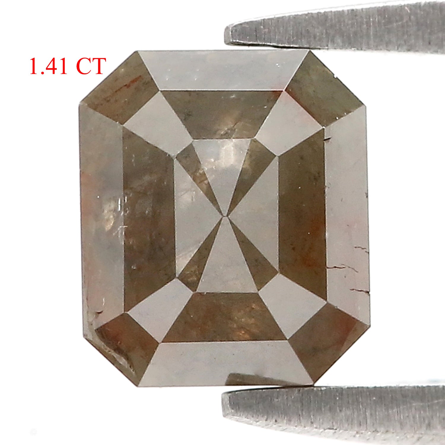 1.41 CT Natural Loose Emerald Shape Diamond Green Brown Color Emerald Shape Diamond 6.55 MM Natural Loose Diamond Rose Cut Diamond N2661