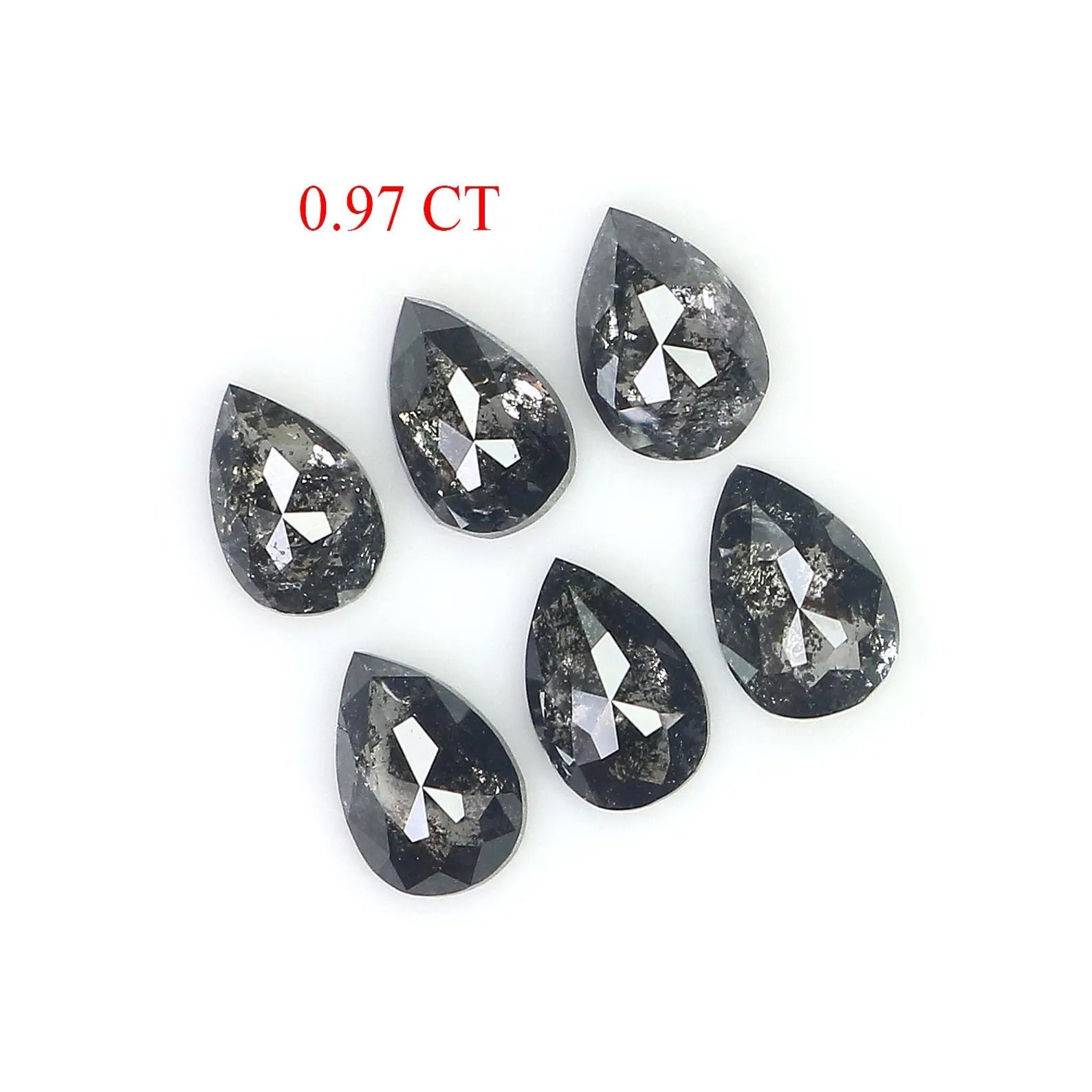 0.97 CT Natural Loose Pear Shape Diamond Salt And Pepper Pear Diamond 4.20 MM Natural Loose Black Grey Color Pear Rose Cut Diamond NQ1566