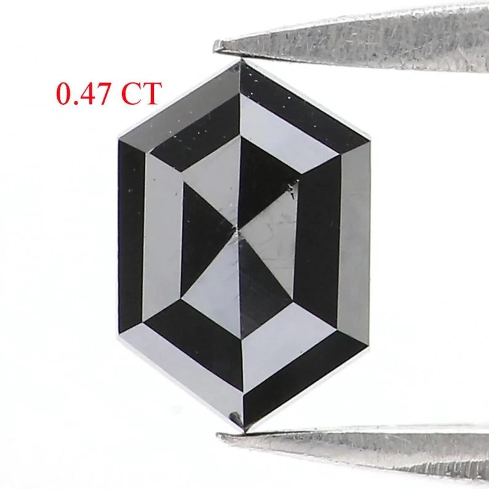 0.47 CT Natural Loose Hexagon Shape Diamond Black Color Hexagon Diamond 6.35 MM Natural Loose Black Color Hexagon Rose Cut Diamond NQ2298